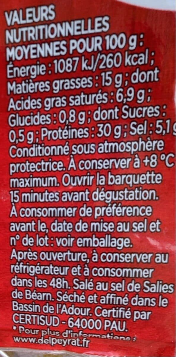 Delpeyrat Jambon de BAYONNE, quart Tranché packshot