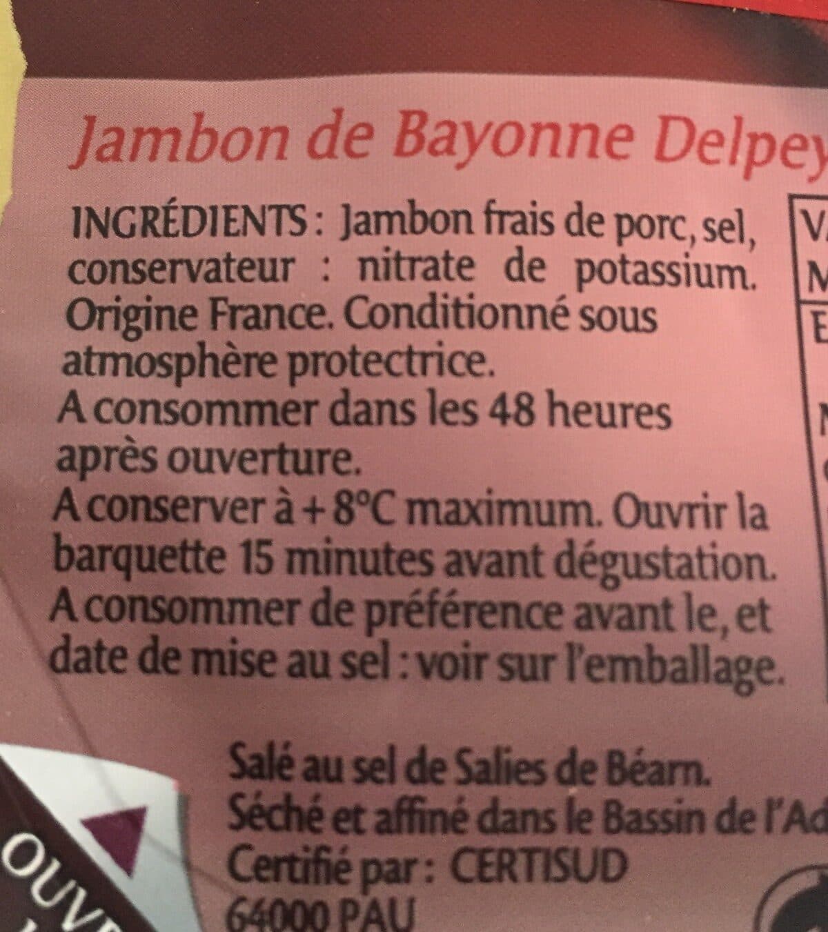 Delpeyrat Jambon bayonne packshot