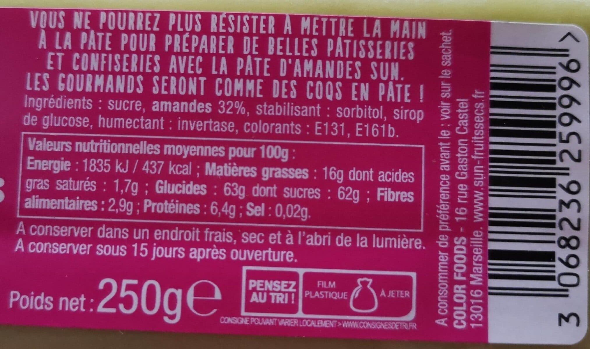Open Food Facts Sun pâte d'amande verte packshot