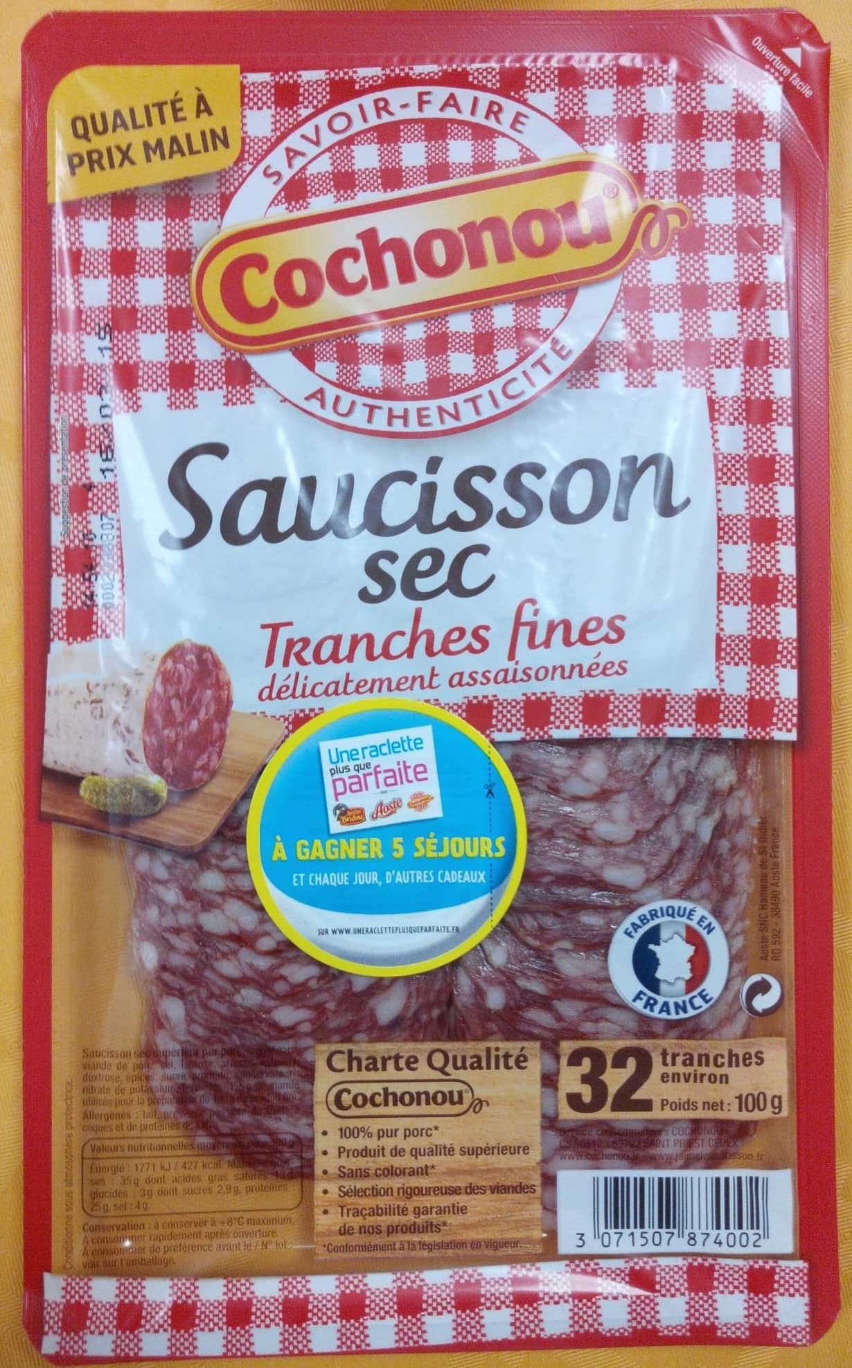 Cochonou Saucisson sec tranches fines délicatement assaisonnées packshot