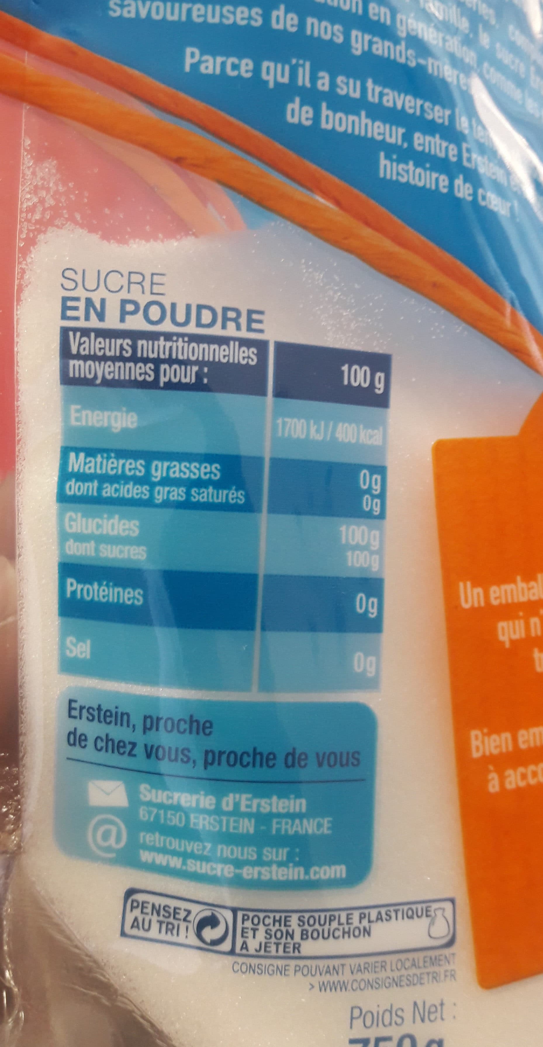Erstein Erstein profil pack sucre en poudre packshot