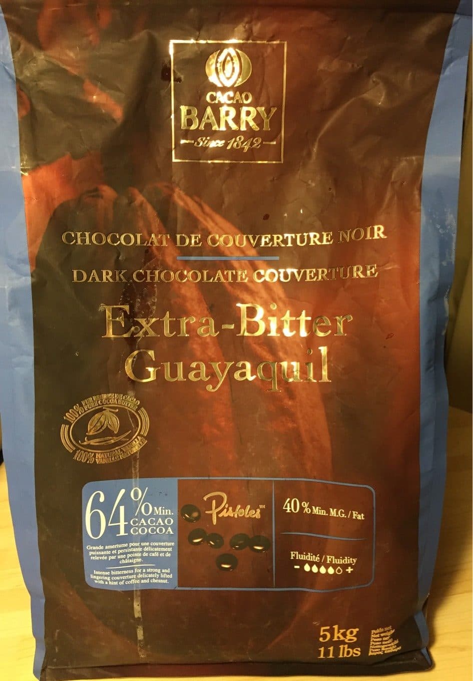 Cacao Barry Chocolat Noir De Couverture 64% En Pistoles Extra Bitter packshot