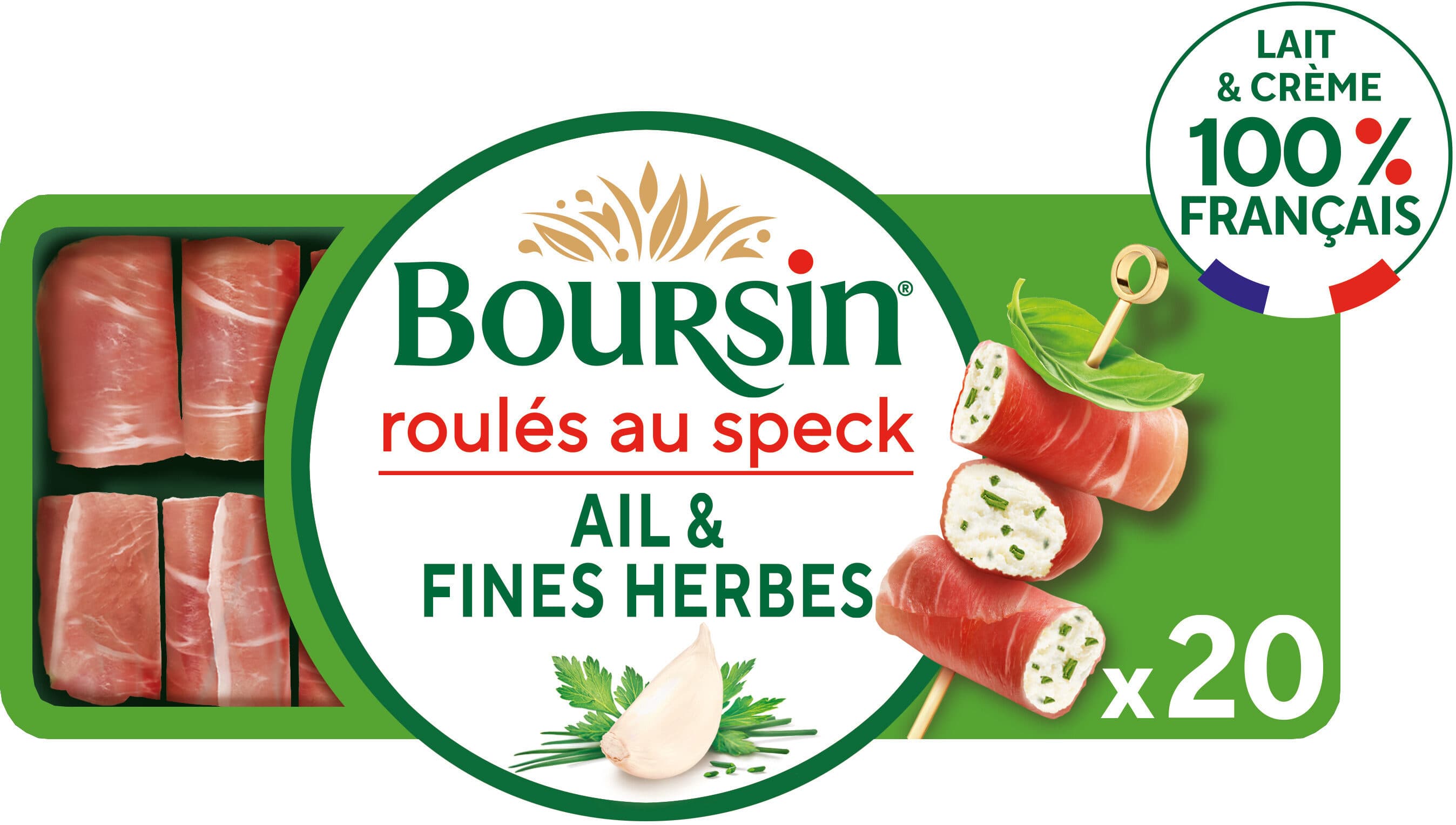 Bel Boursin® Apéritif Les roulés Jambon fumé Ail & Fines Herbes packshot