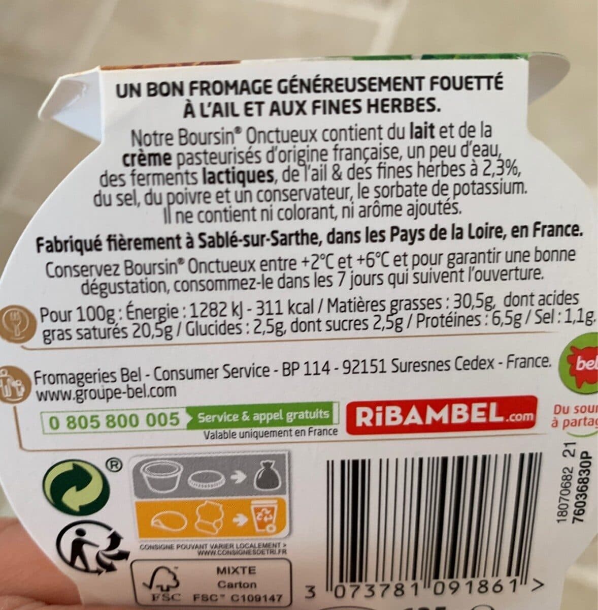 Boursin Boursin® Onctueux Ail & Fines Herbes packshot