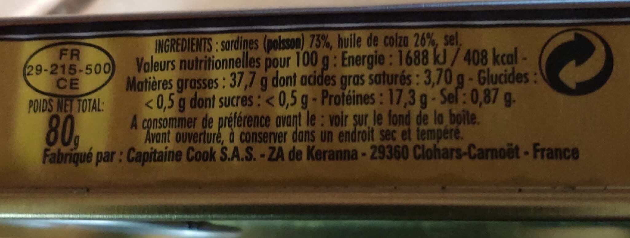 Capitaine Cook Sardines à l'huile de colza packshot