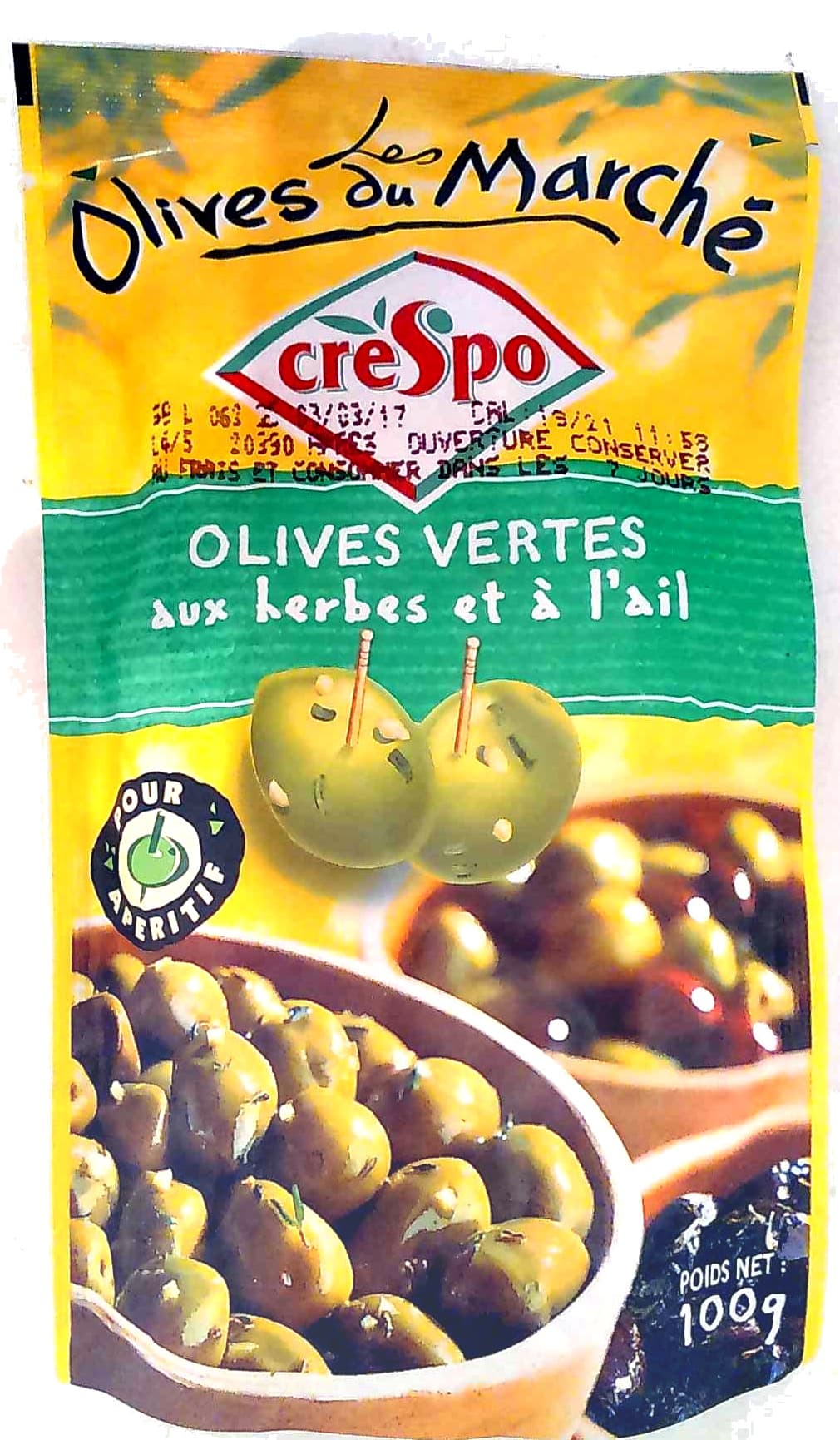 Crespo Olives vertes aux herbes et à l'ail packshot