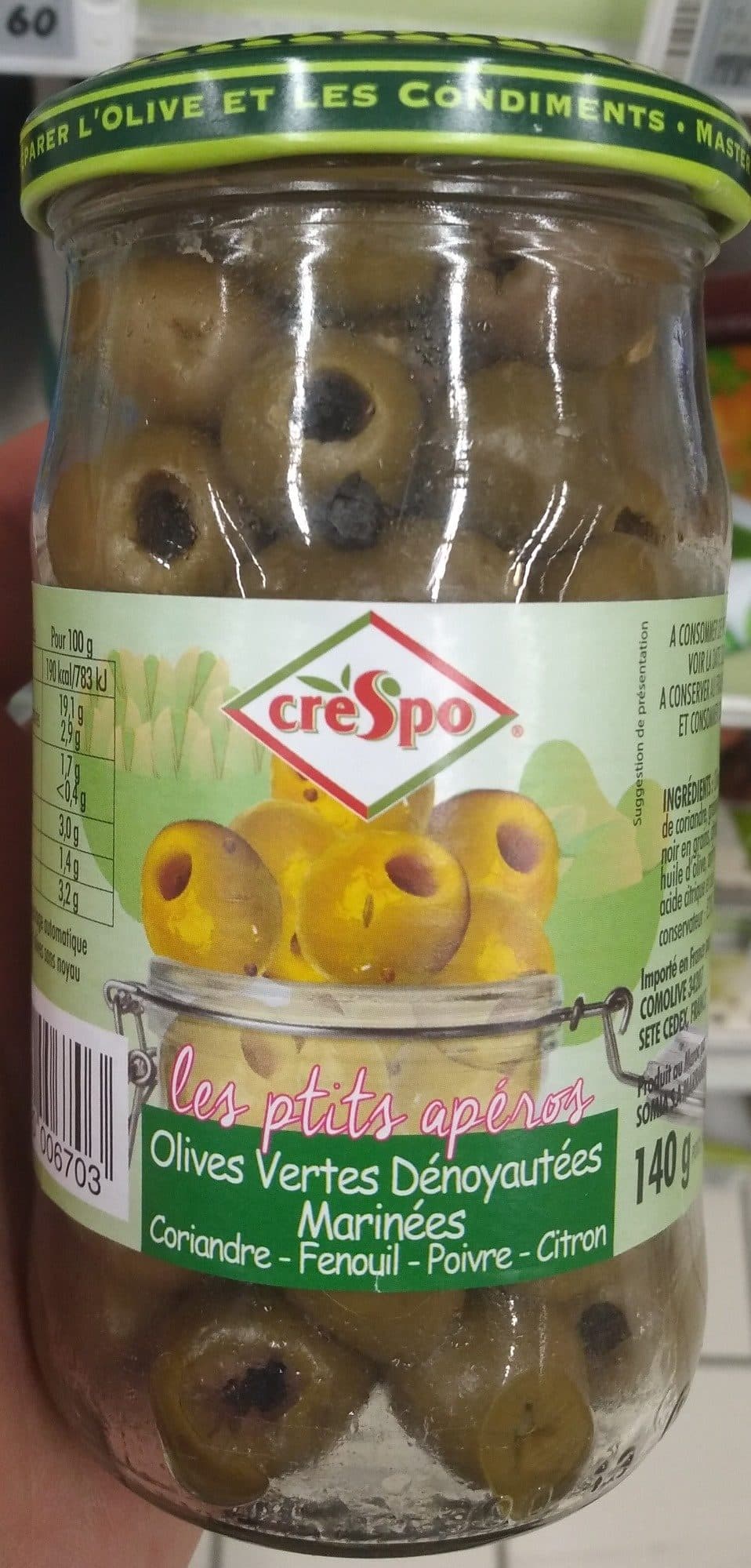 Crespo Olives Vertes Dénoyautées Marinées packshot