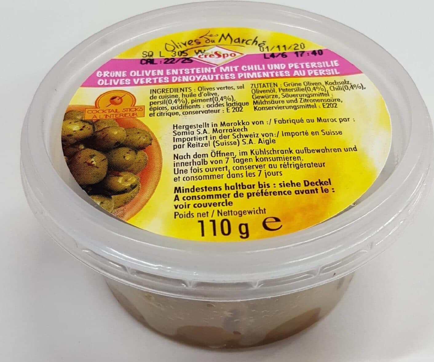 crespo Olives vertes dénoyautées pimentées au persil packshot