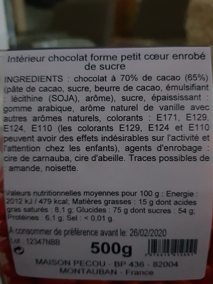 Open Food Facts Mini coeurs ivoire packshot
