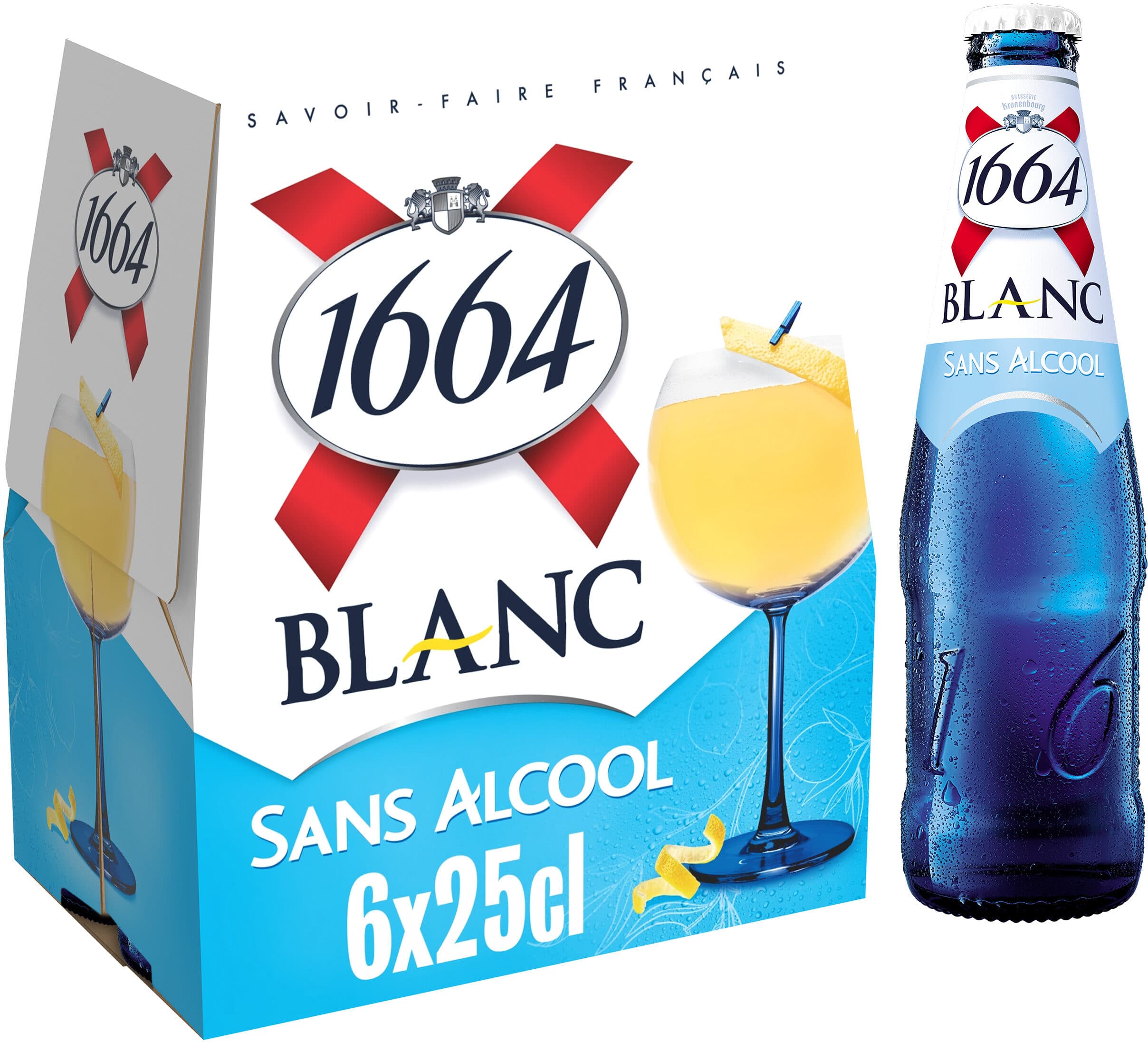 1664 1664 6x25cl 1664 blanc sans alcool 0.4 degre alcool packshot