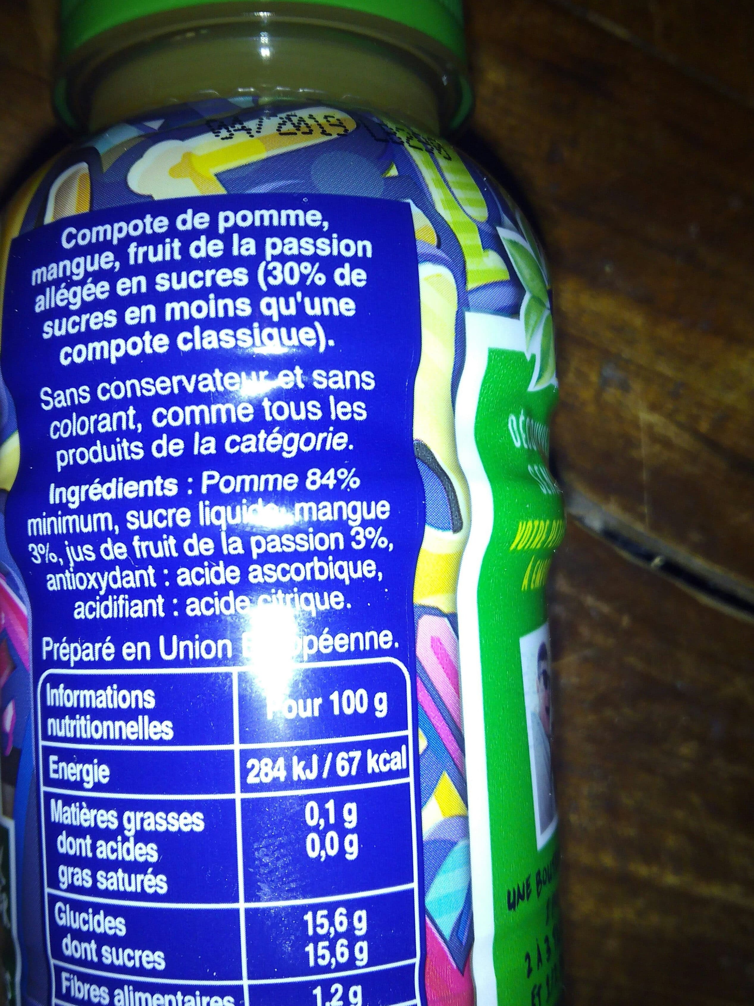 Saint Mamet Compote Pomme, Mangue Et Passion Allégée En Sucre Zecompot' packshot