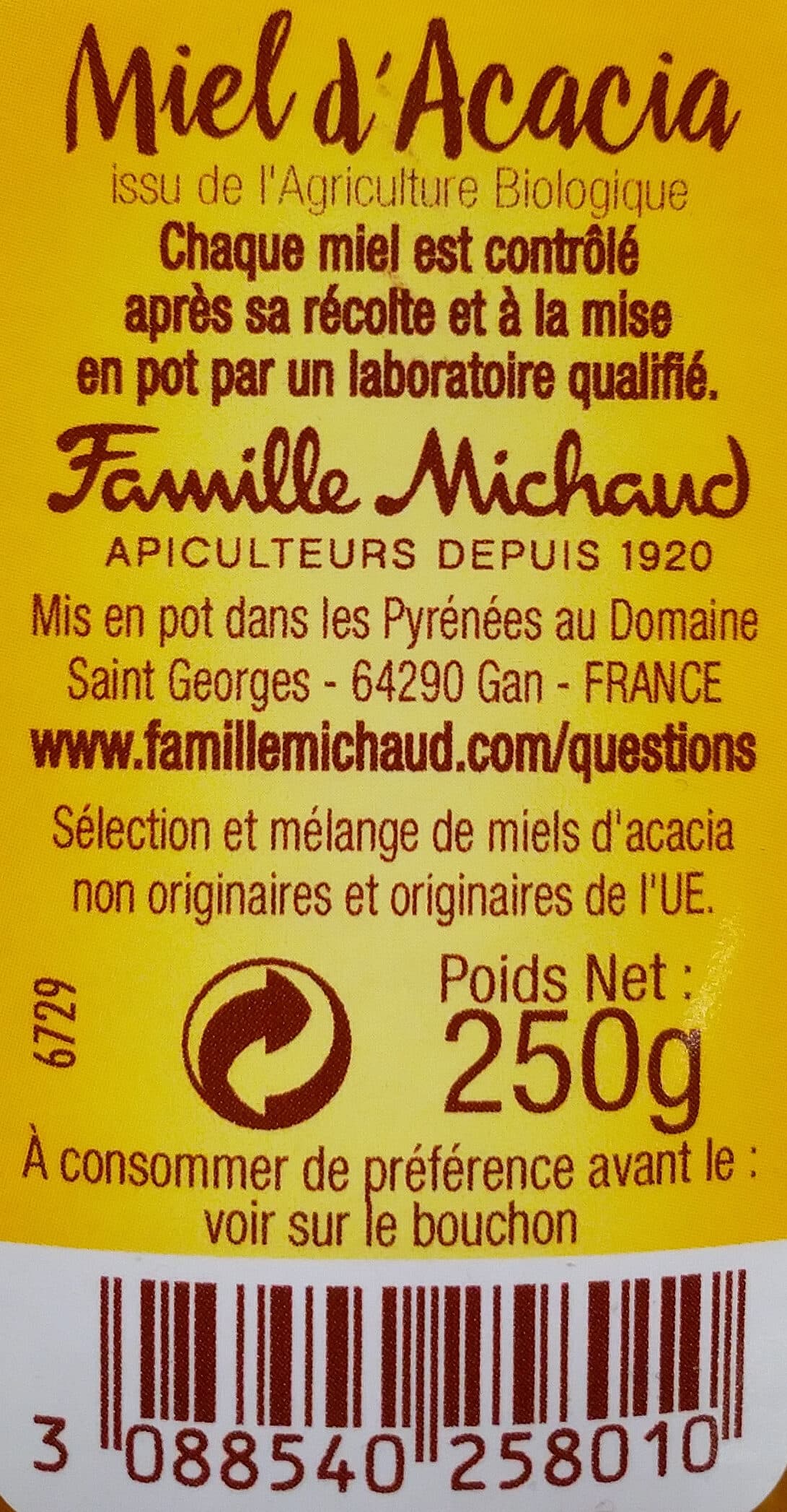Famille Michaud Miel d'acacia bio packshot