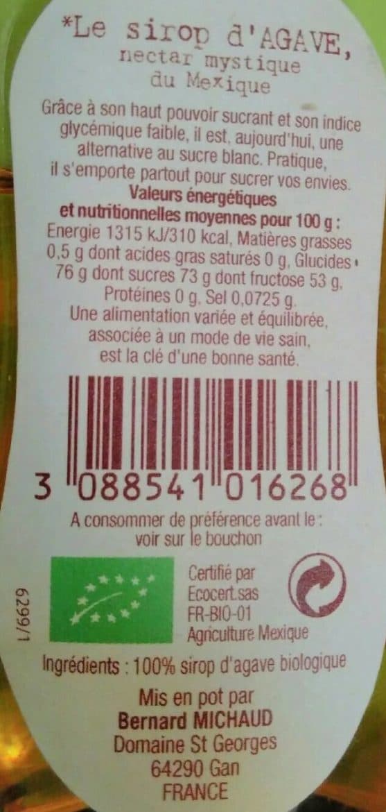 Bonneterre Sirop D'agave packshot