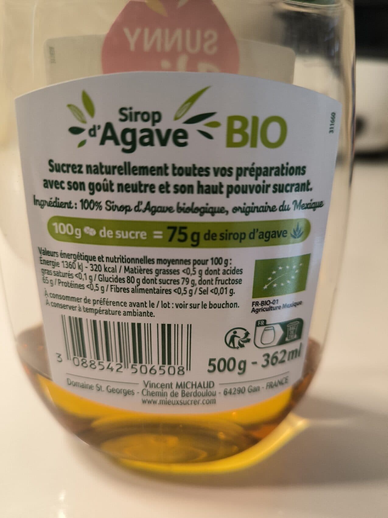 Sunny Bio Sirop d'agave packshot