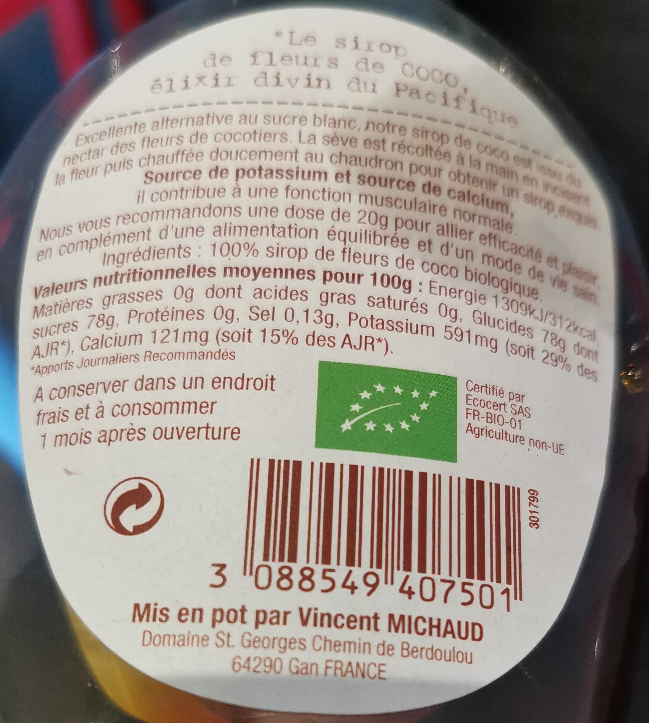 Terre des Îles Sirop de fleurs de coco bio packshot