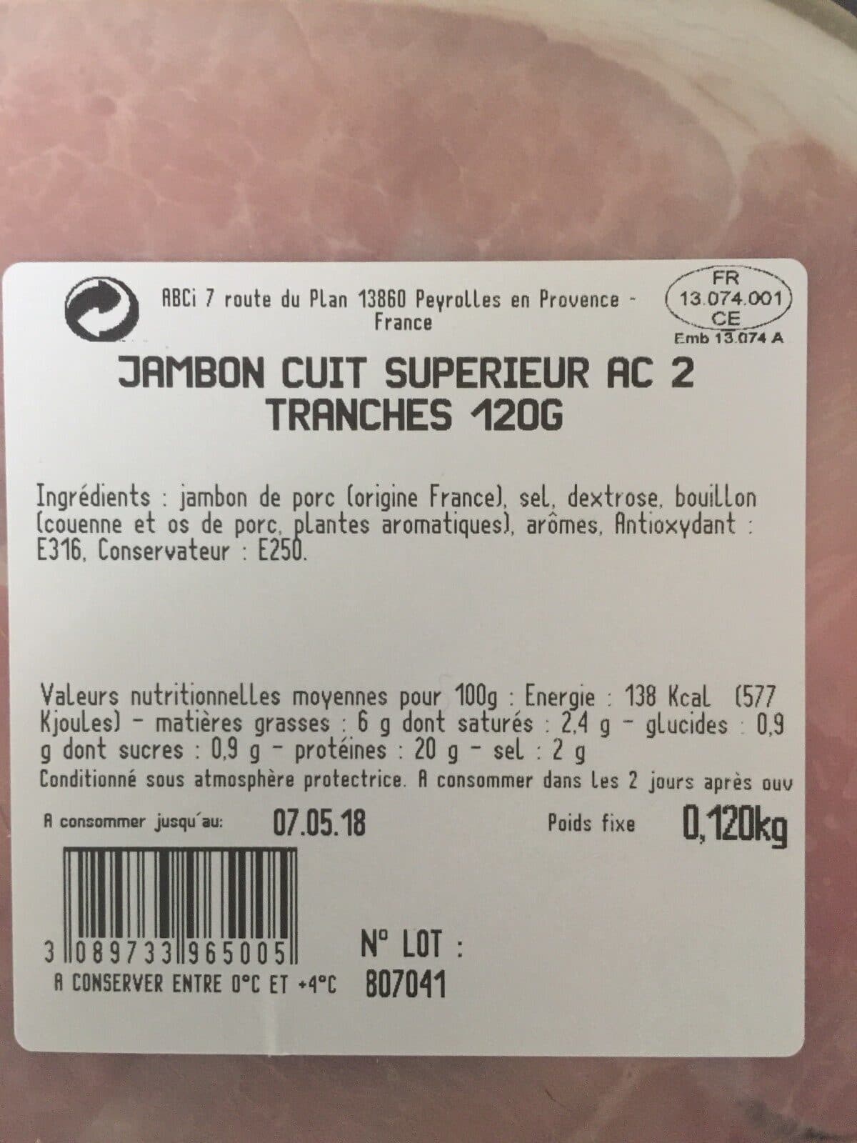 Open Food Facts Jambon cuit superieur packshot