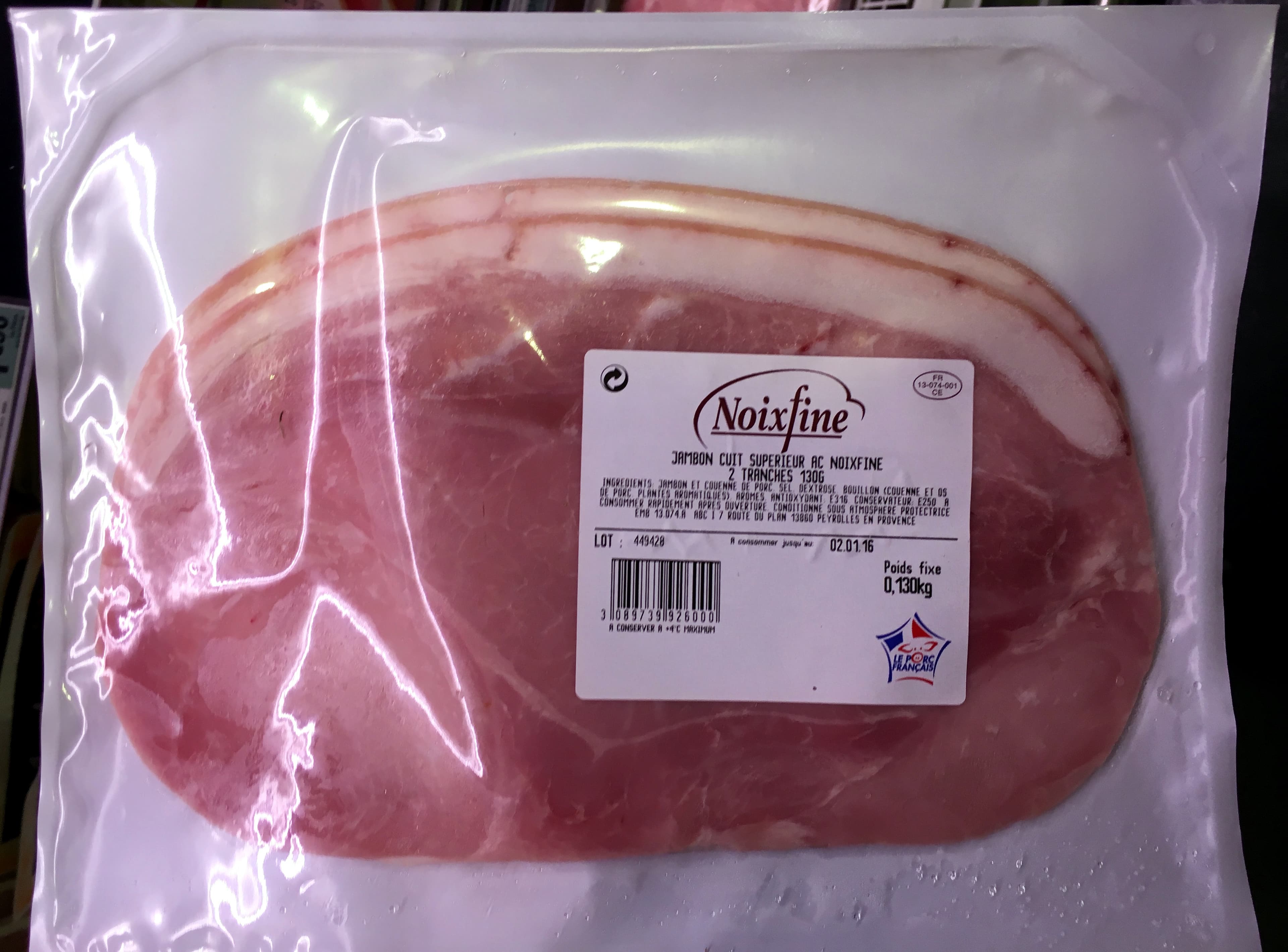 Noixfine Jambon cuit supérieur packshot