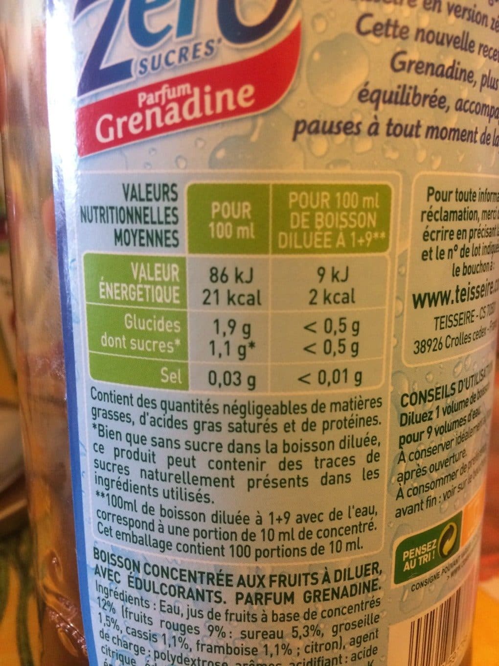 Teisseire Sirop Teisseire 0% Grenadine packshot