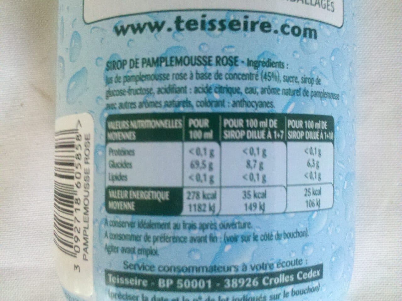 Teisseire Sirop de pamplemousse rose packshot