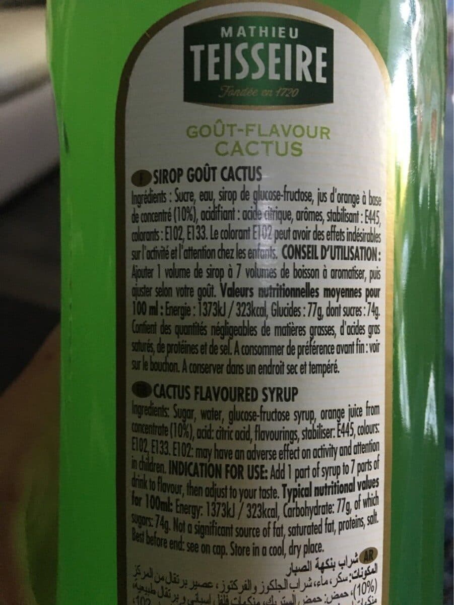 Teisseire Sirop goût cactus packshot