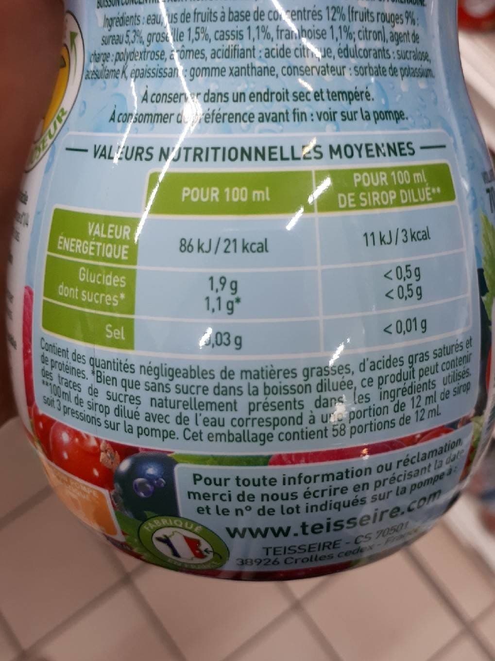 Teisseire zero Teisseire Zero Sirup Grenadine Zuckerfrei In Der packshot