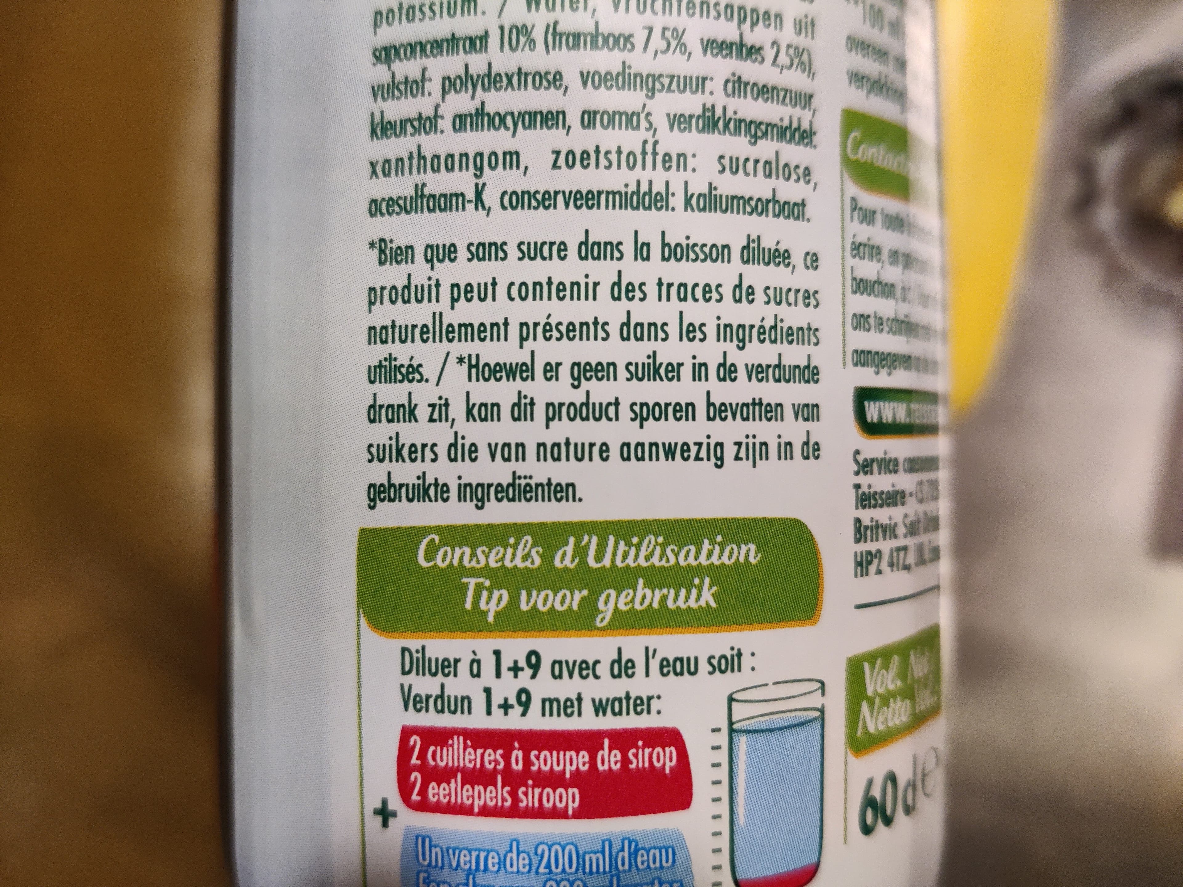 Teisseire Framboise Cranberry 0 % de sucre packshot