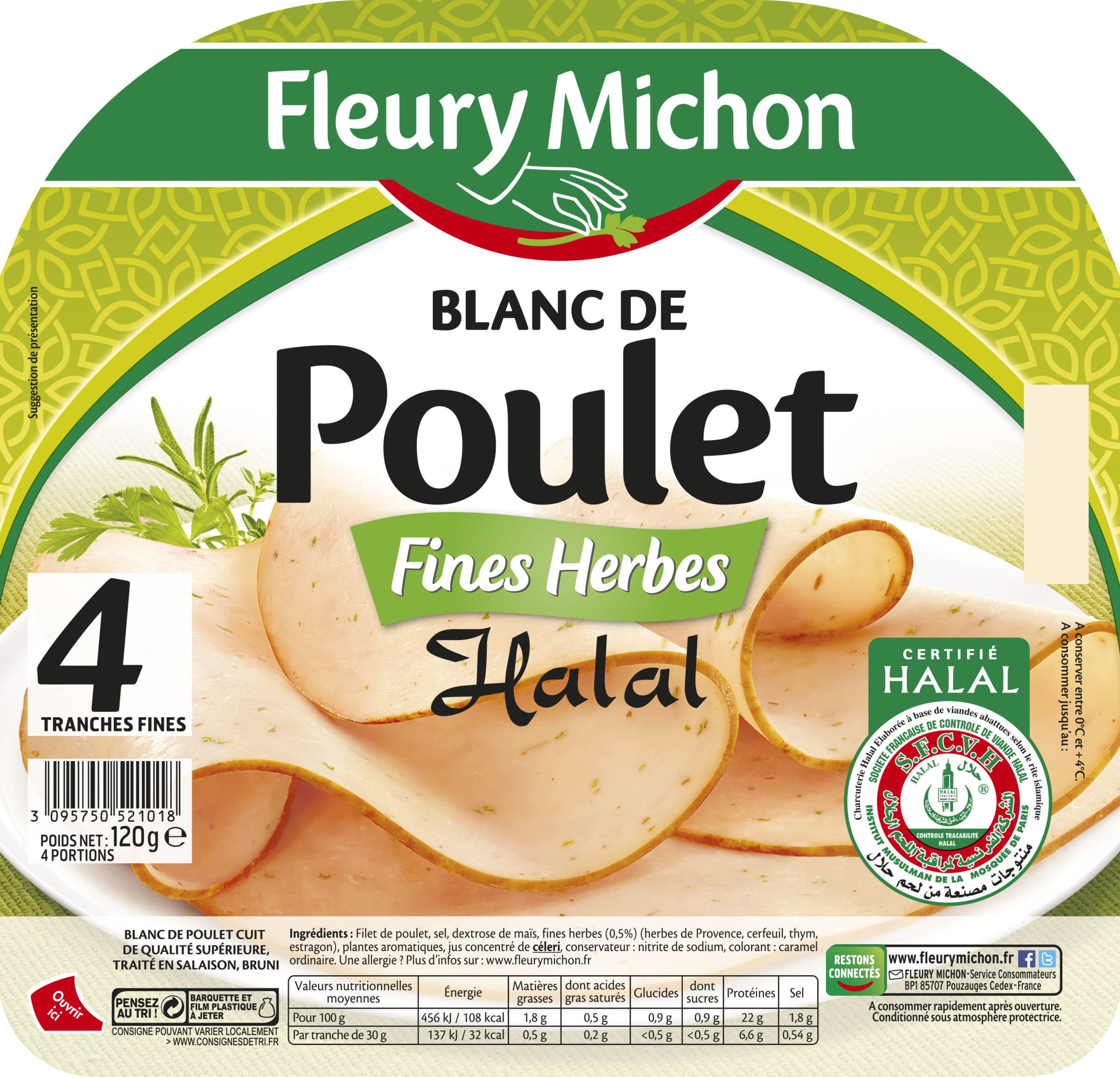 Fleury Michon Blanc de poulet fines herbes Halal - 4 tr. packshot