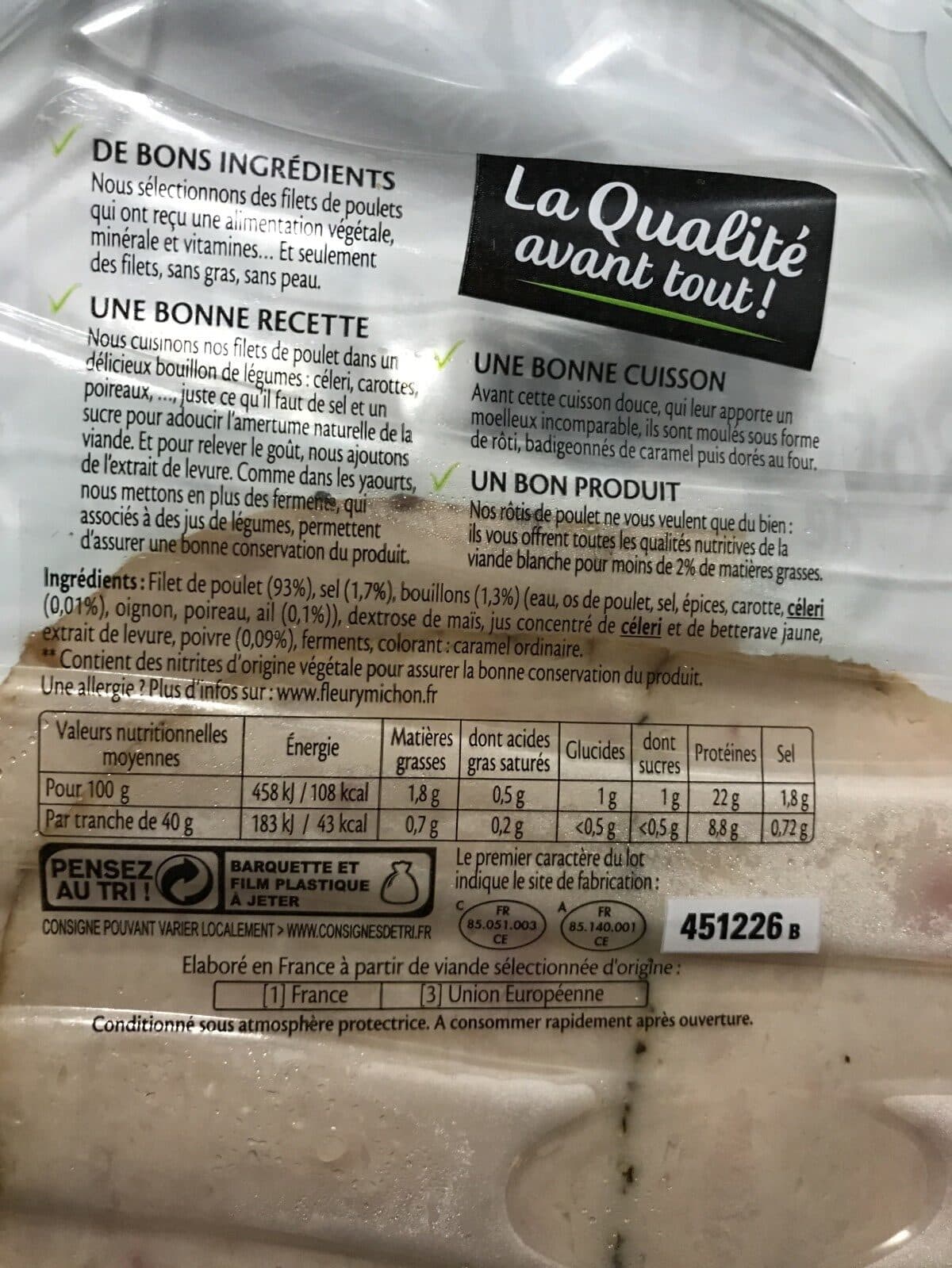 Fleury Michon Rôti de Poulet cuit packshot