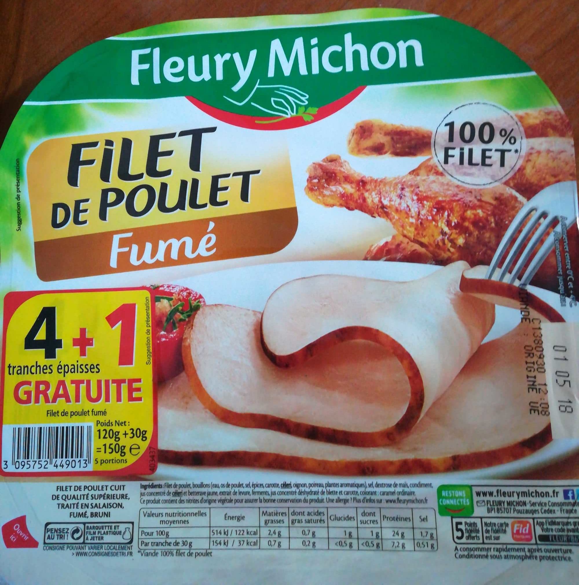 Fleury Michon Filet de poulet Fumé 4 tranches packshot