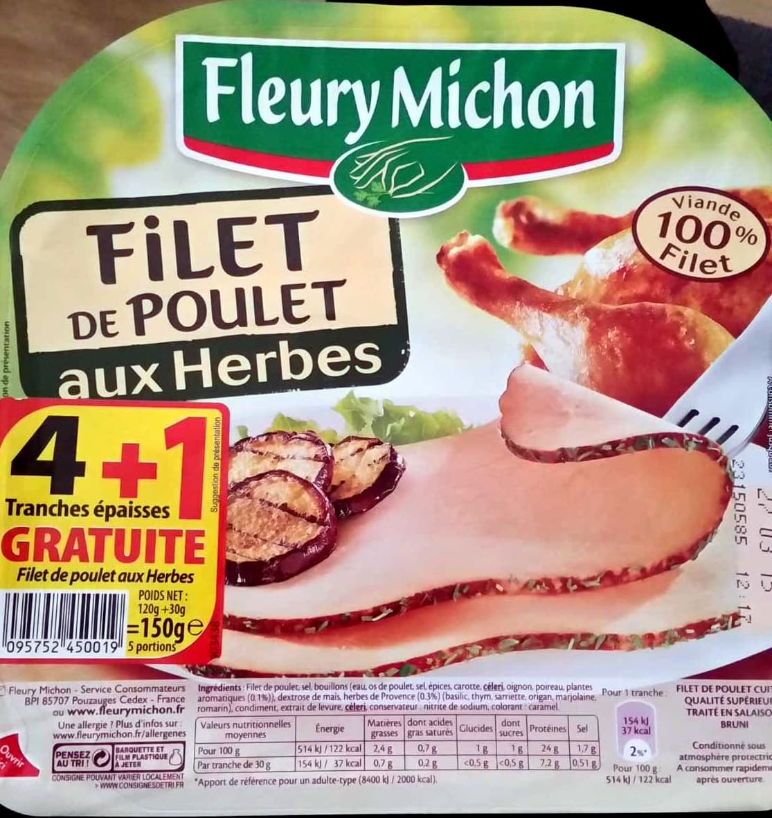 Fleury Michon Filet de poulet aux herbes packshot