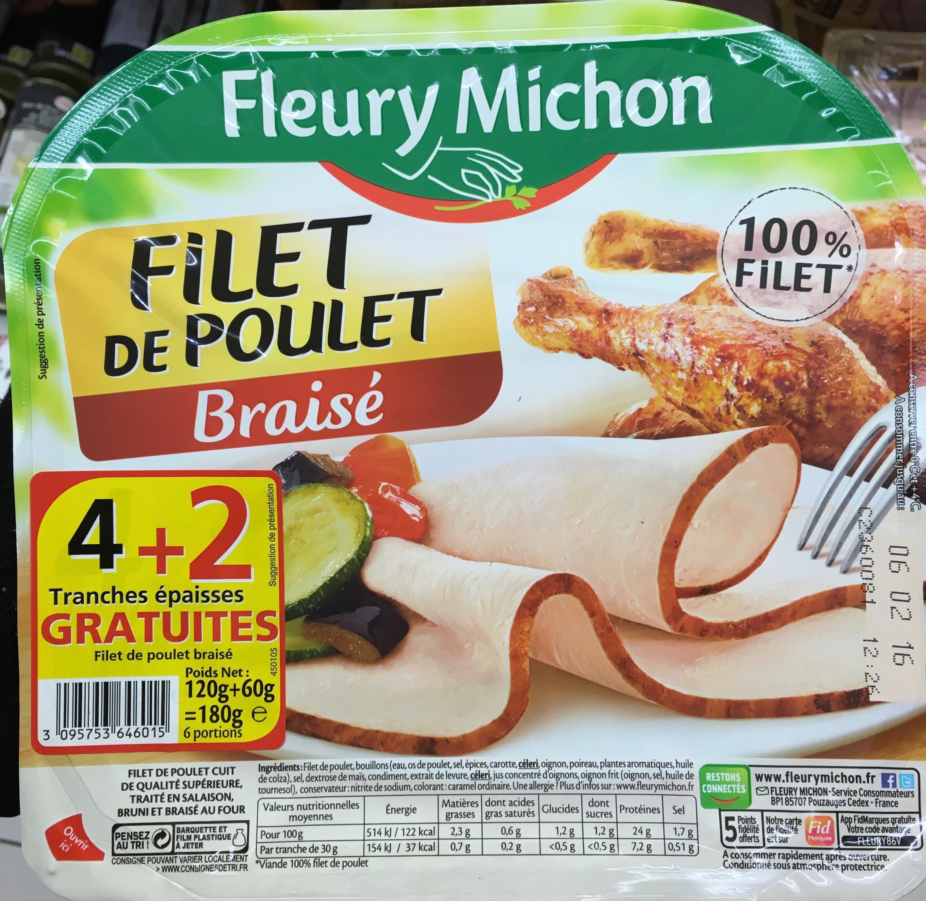 Fleury Michon Filet de poulet braisé (4+2 gratuites) packshot