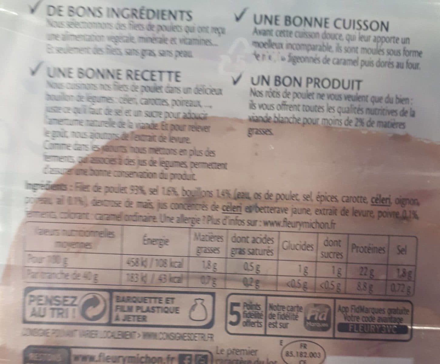 Fleury Michon Fleury Rôti Poulet 2x4 tranches+1 Gratuite +la Boite packshot