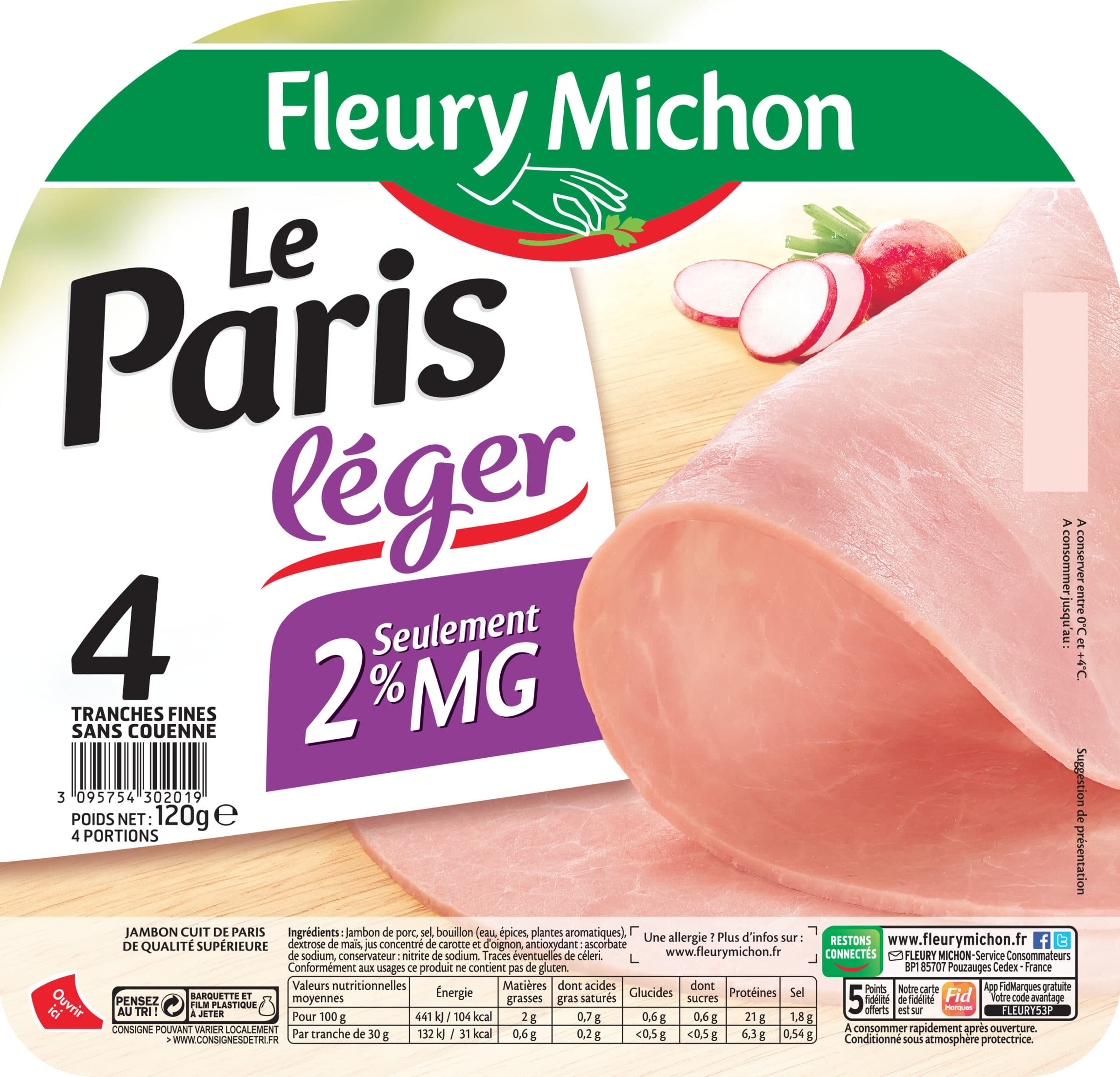 fleury michon Le Paris léger - 4 tranches fines packshot