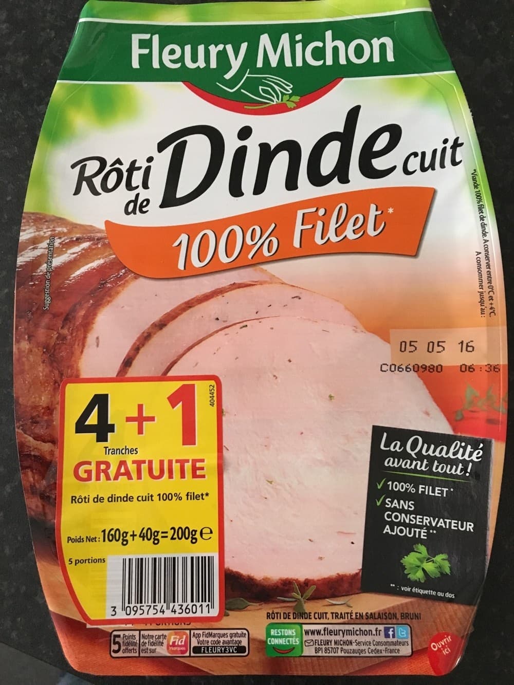 Fleury Michon Rôti de dinde cuit 100% fillet packshot