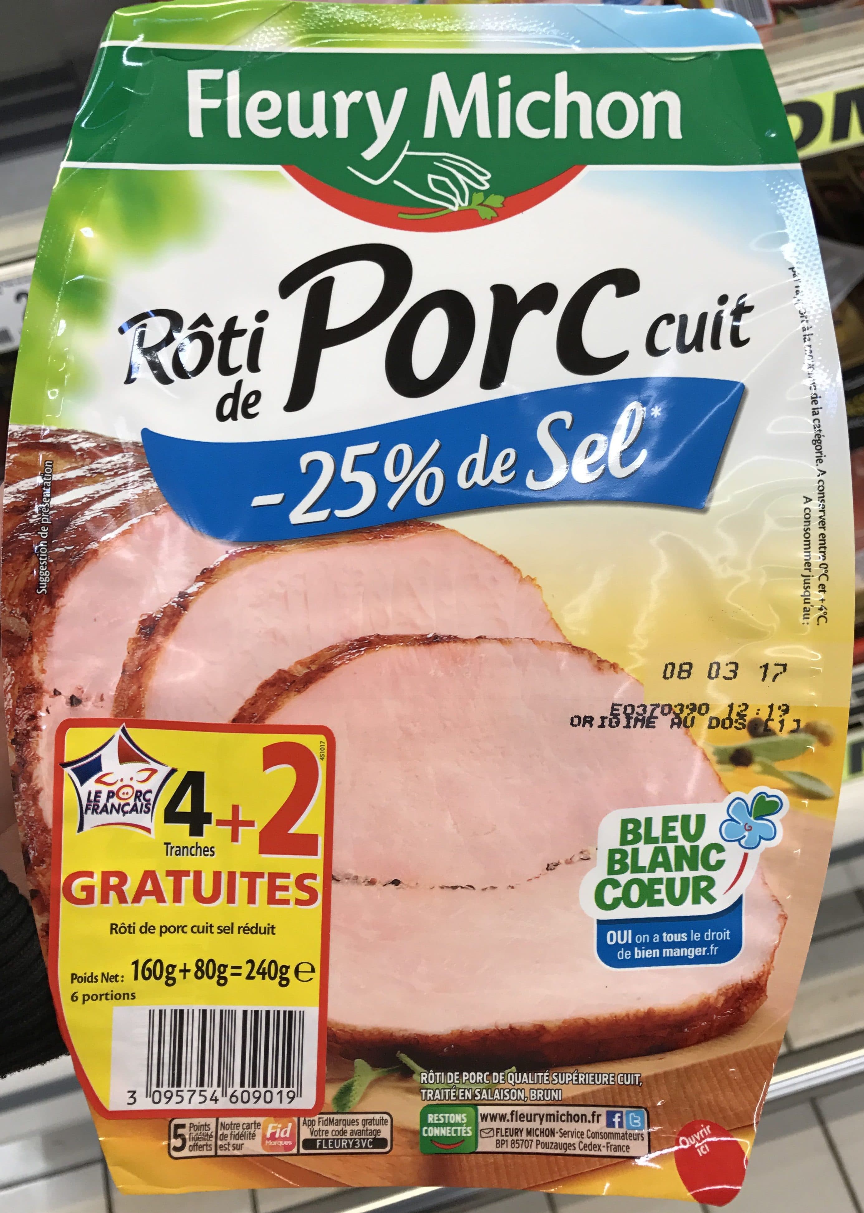 Fleury Michon Rôti de Porc cuit (-25% de sel) (4+2 gratuites) packshot