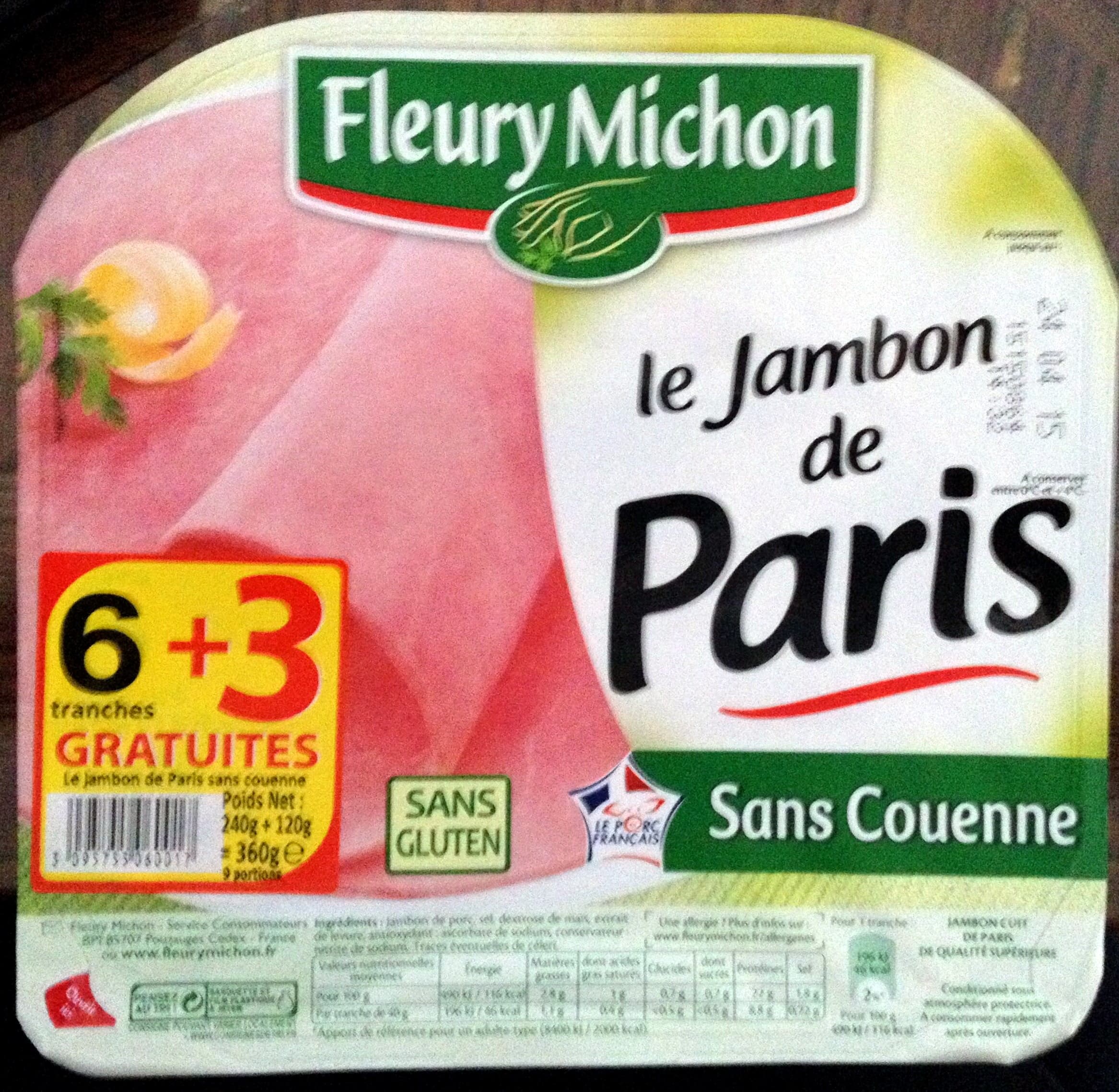 Fleury Michon Le jambon de Paris sans couenne (6+3 gratuites) packshot