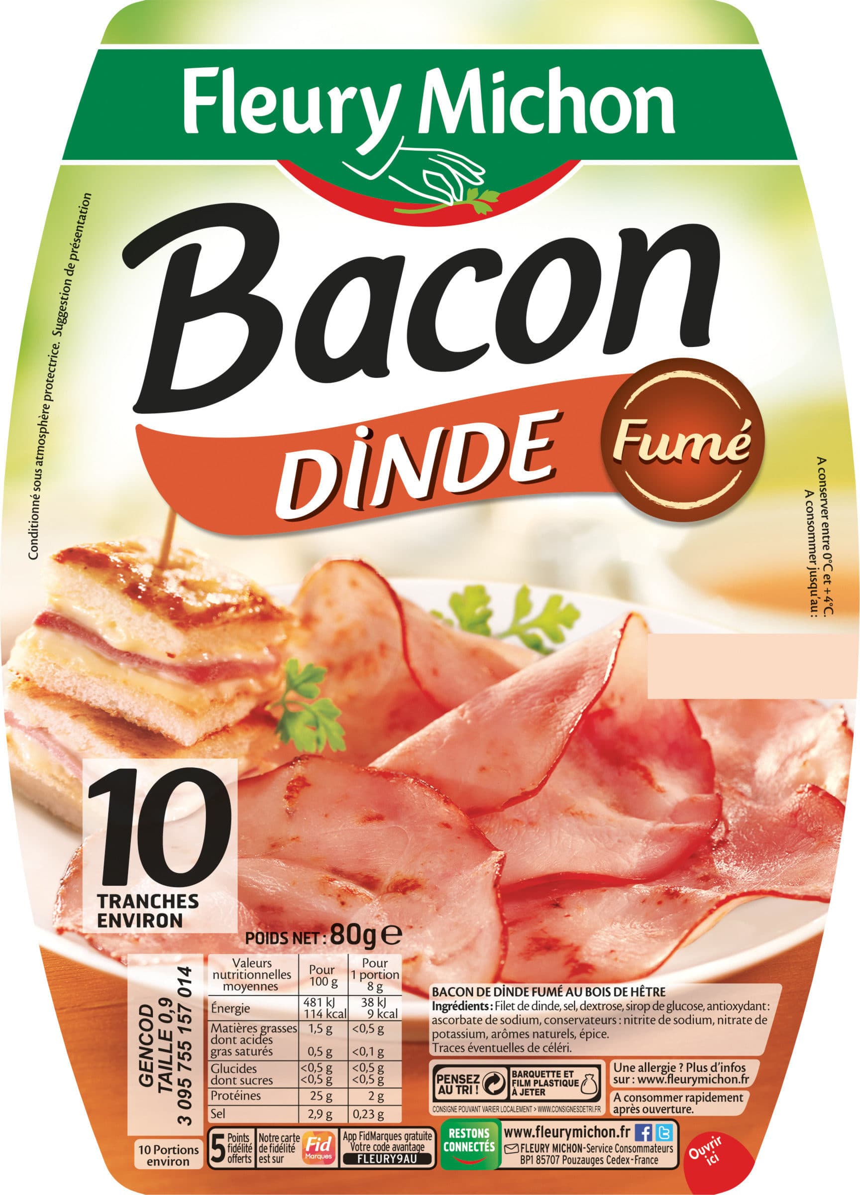 Fleury Michon Bacon dinde fumé - 10 tranches environ packshot