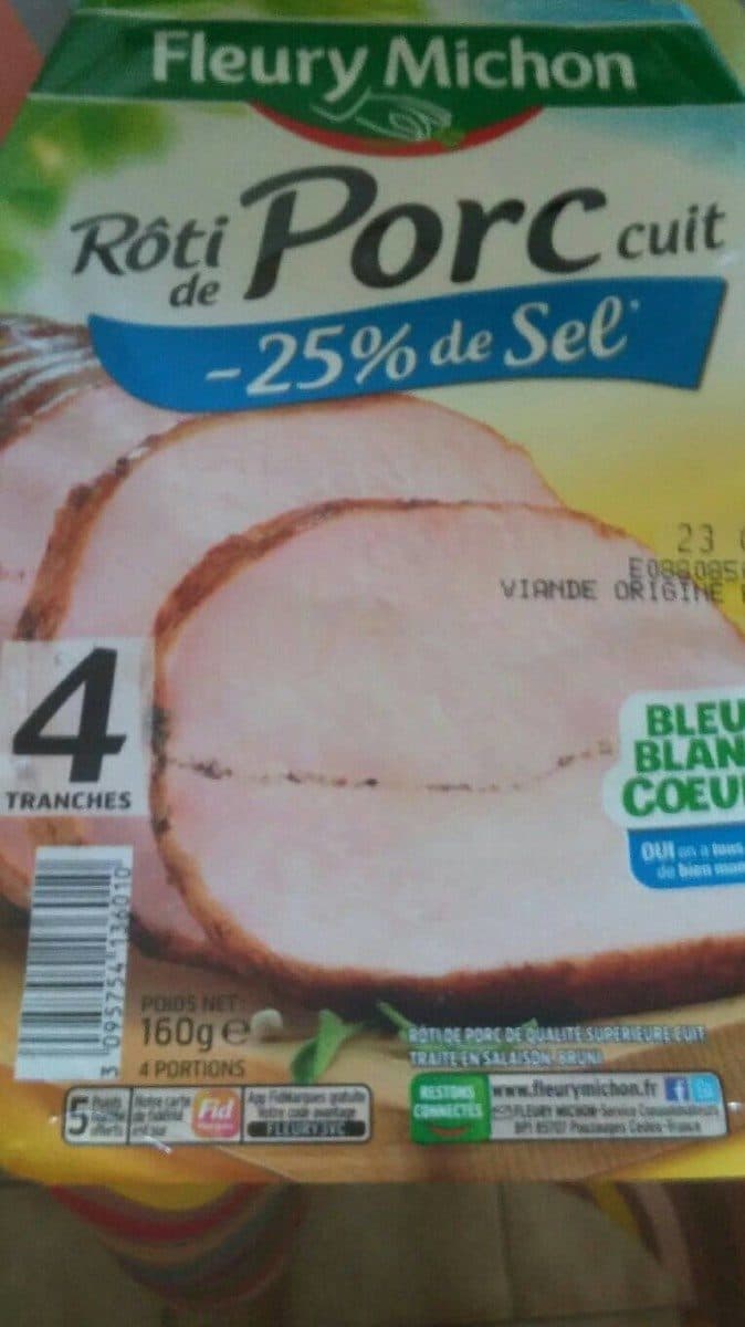 Fleury Michon Rôti de porc cuit réduit en sel packshot