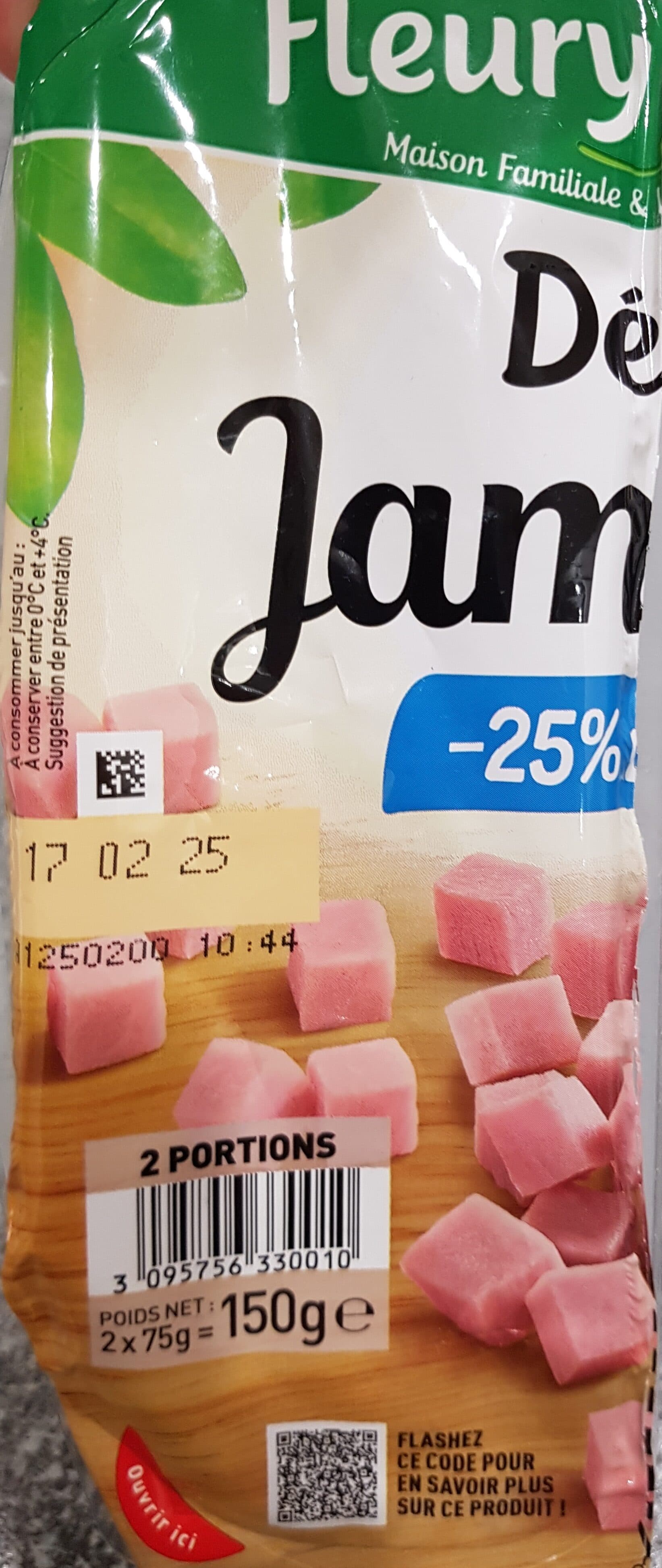 Fleury Michon Dés de Jambon -25% de Sel* packshot