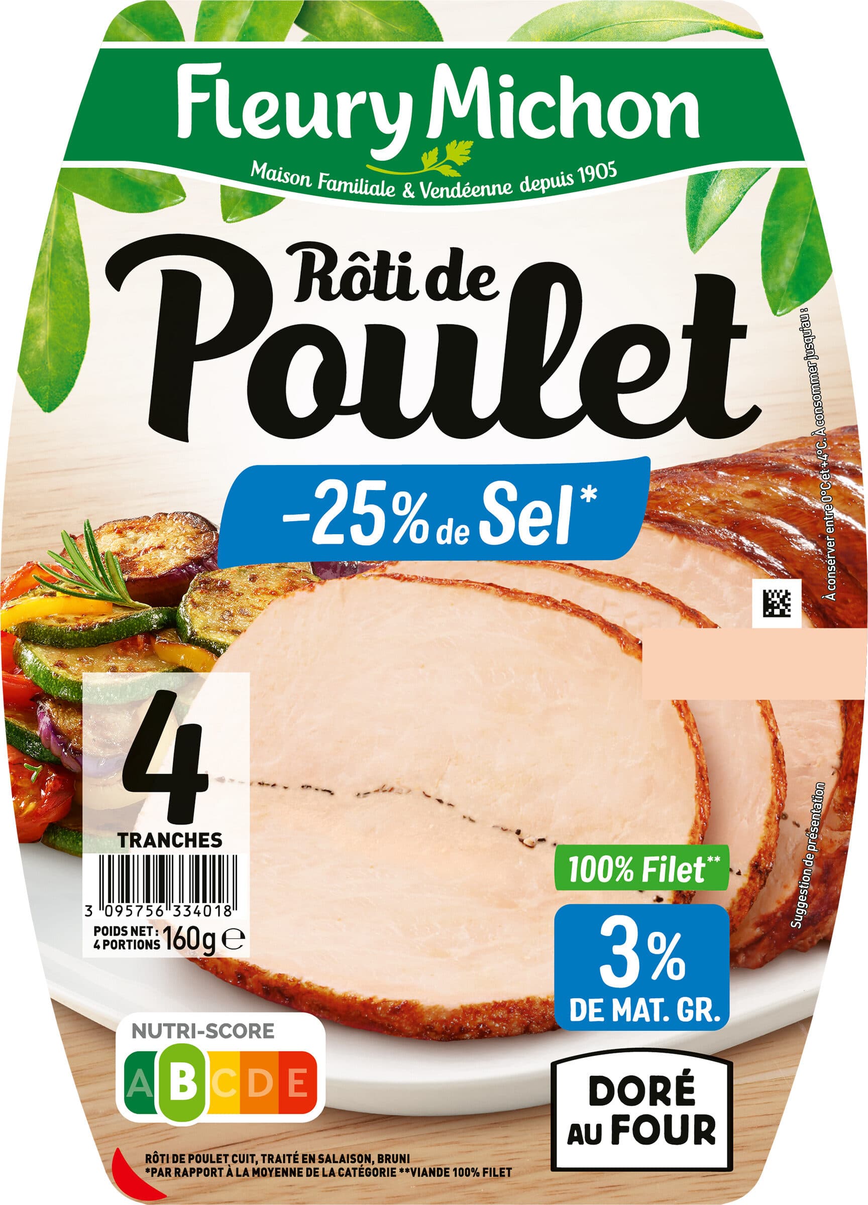 Fleury Michon Rôti de Poulet -25% de Sel* packshot