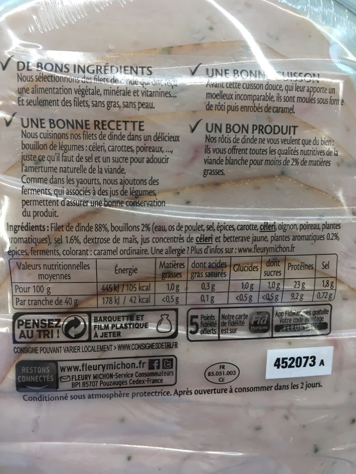 Fleury Michon Roti de dinde cuit packshot