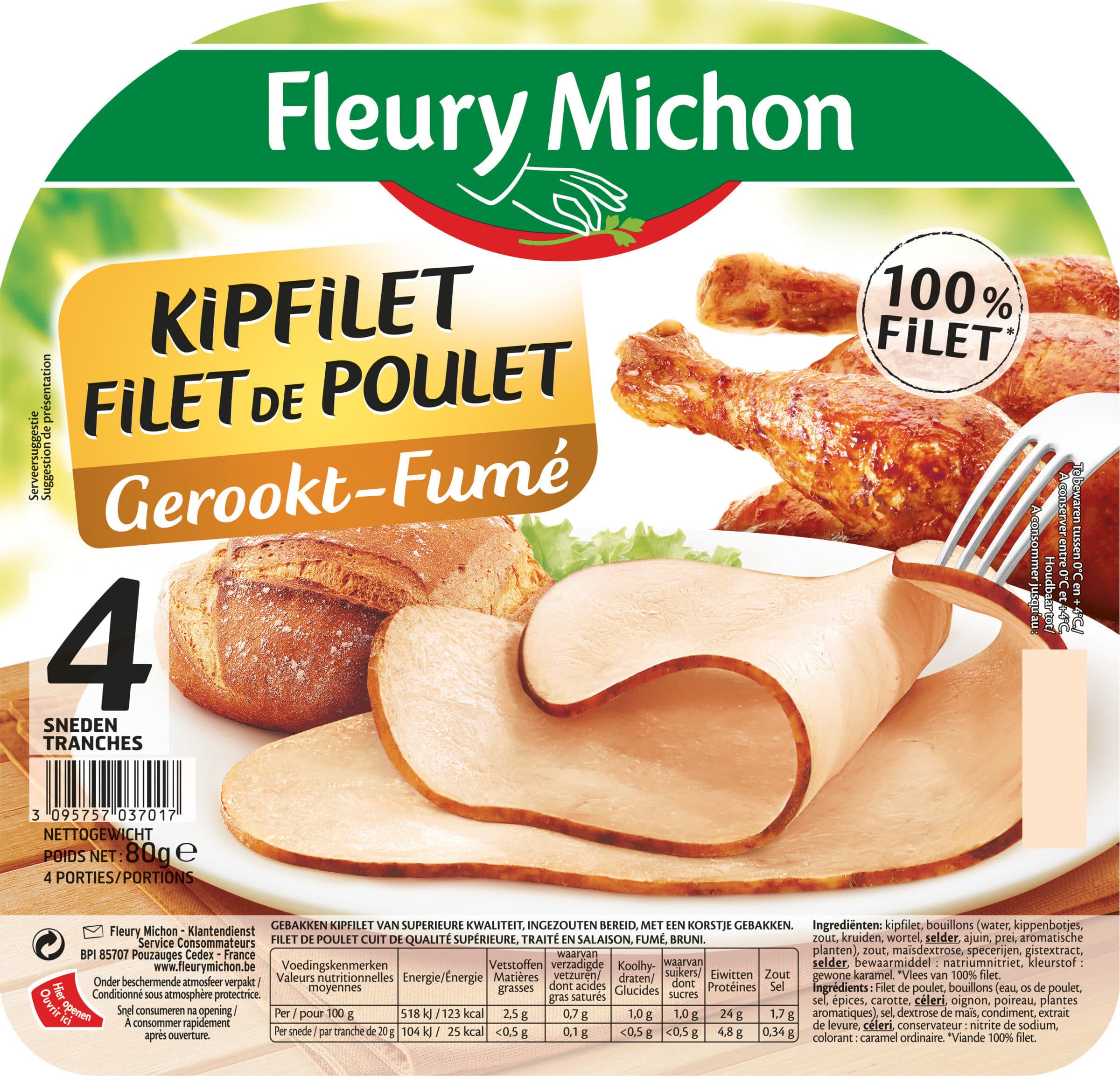 Fleury Michon Filet de poule fumé packshot