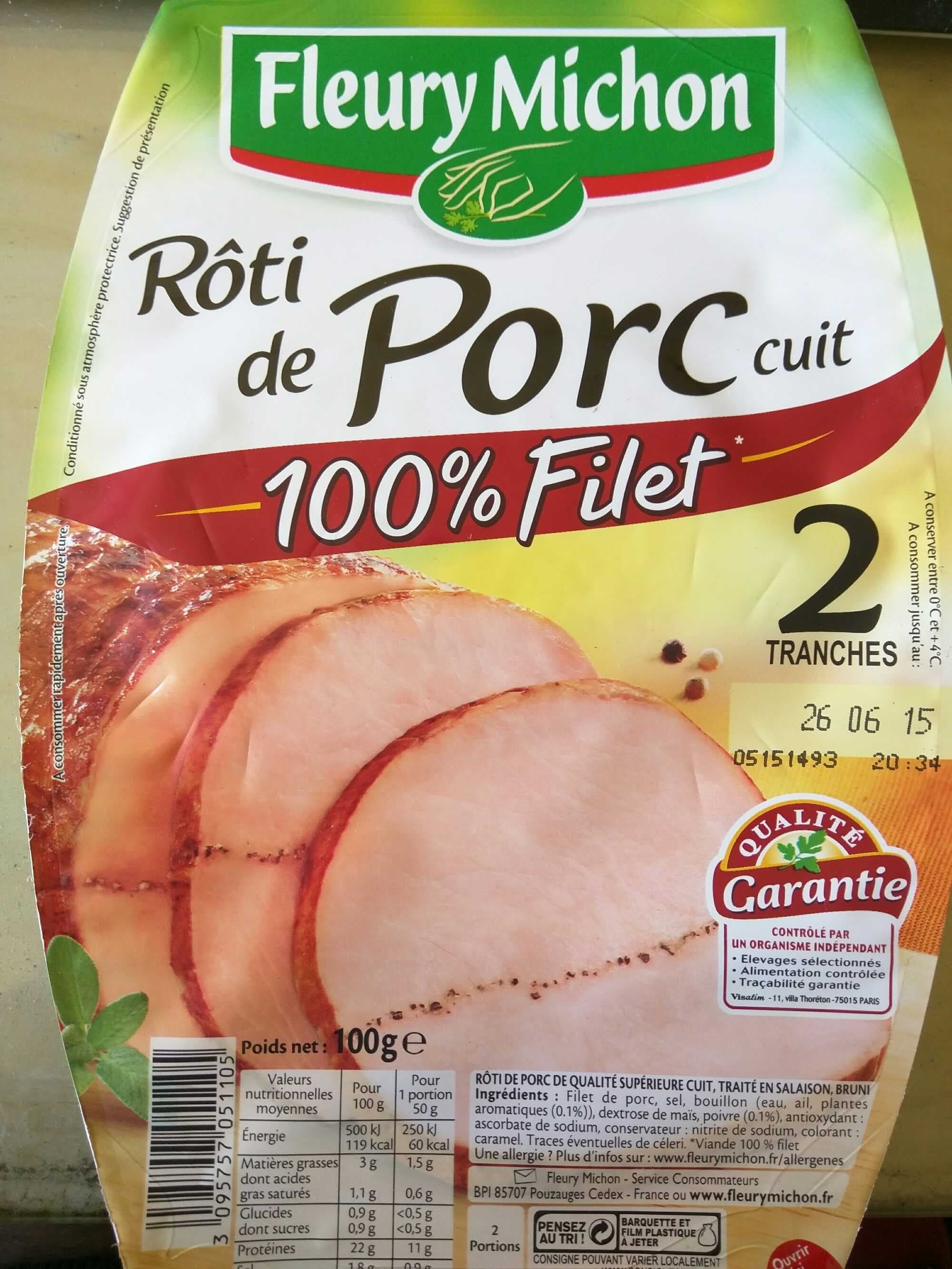 Fleury Michon Rôti de Porc cuit, 100 % Filet (2 Tranches) packshot