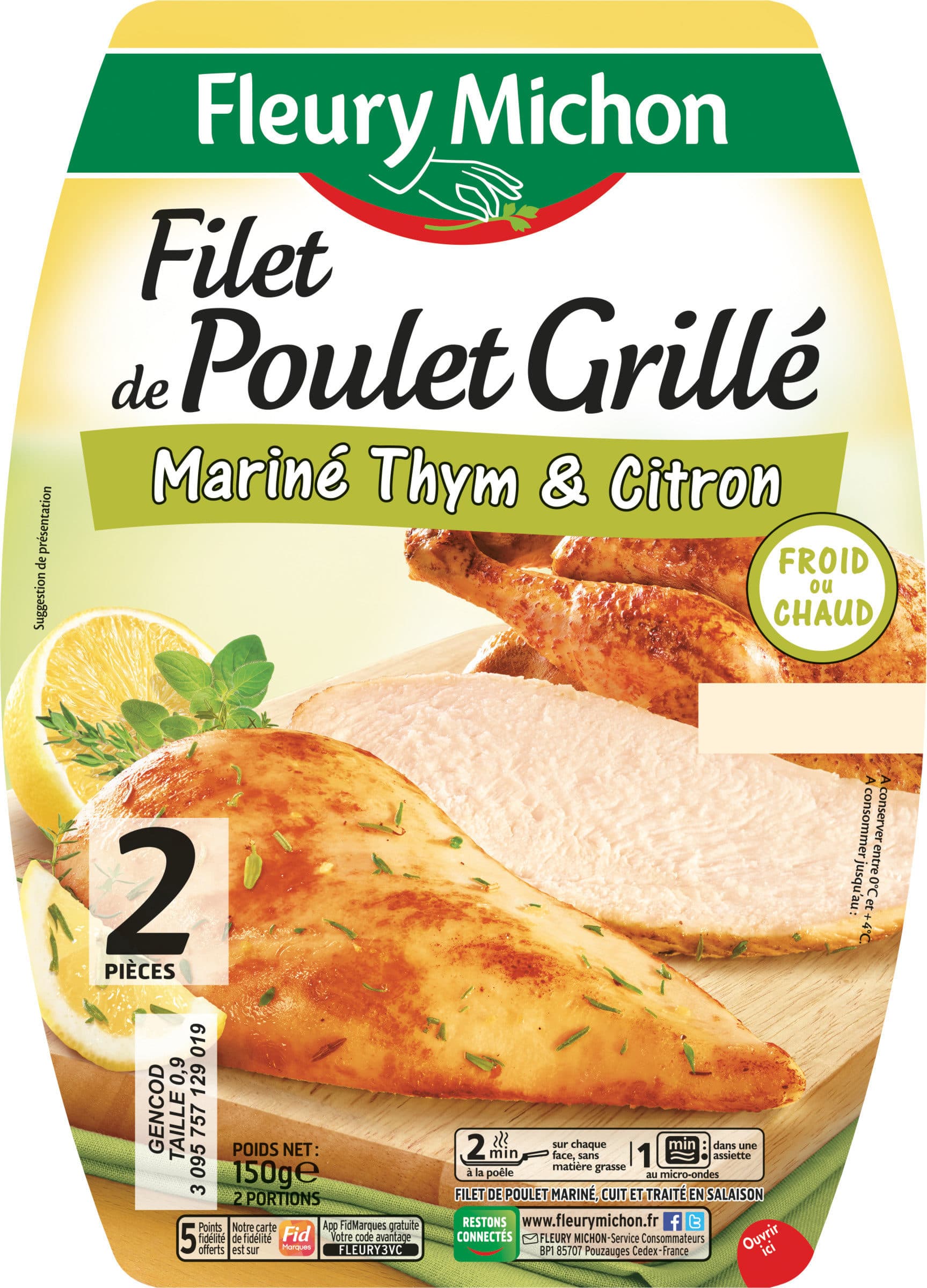 Fleury Michon Filet de Poulet Grillé Mariné Thym & Citron packshot