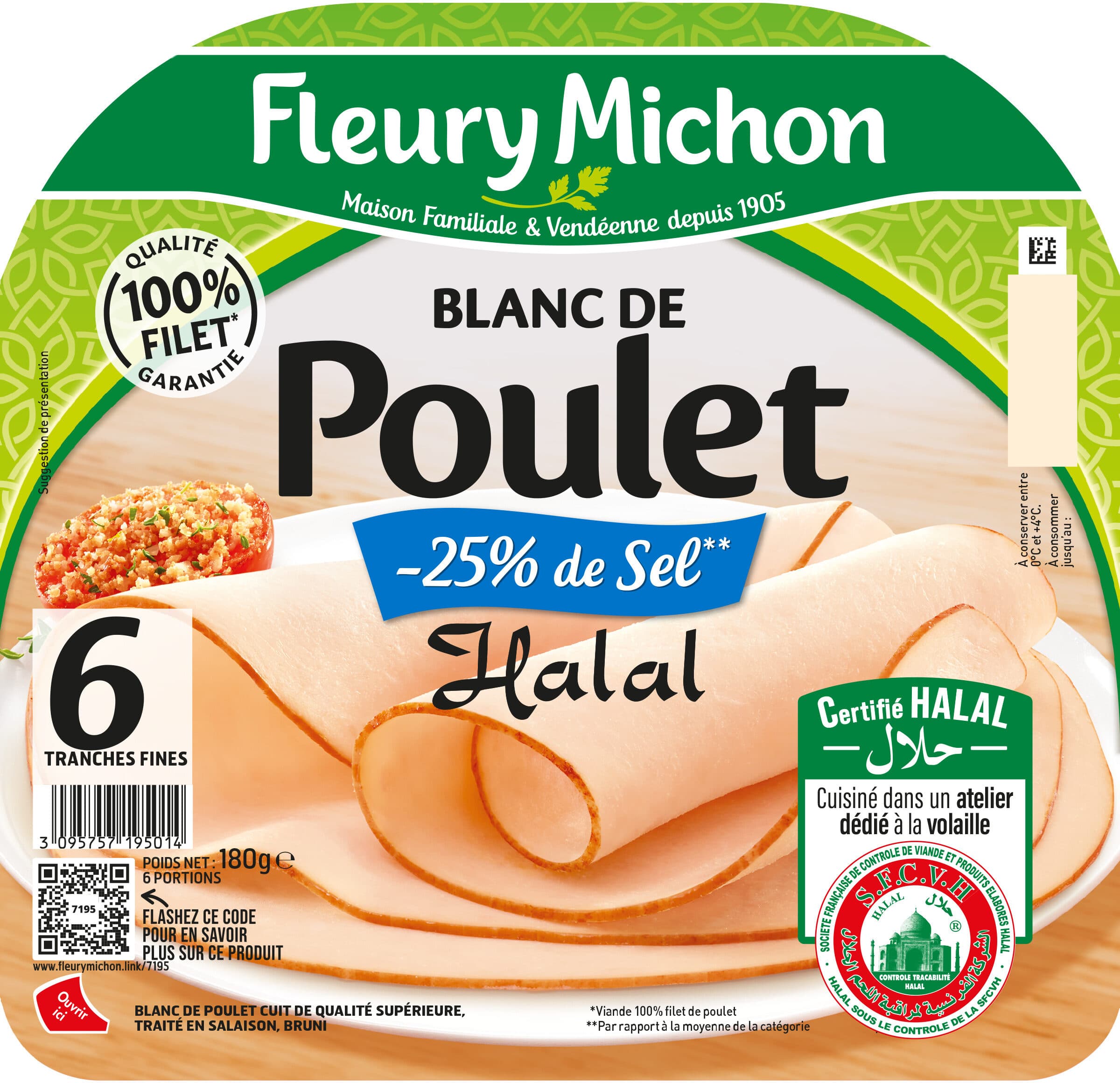 Fleury Michon Blanc de Poulet - 25% de sel* Halal packshot