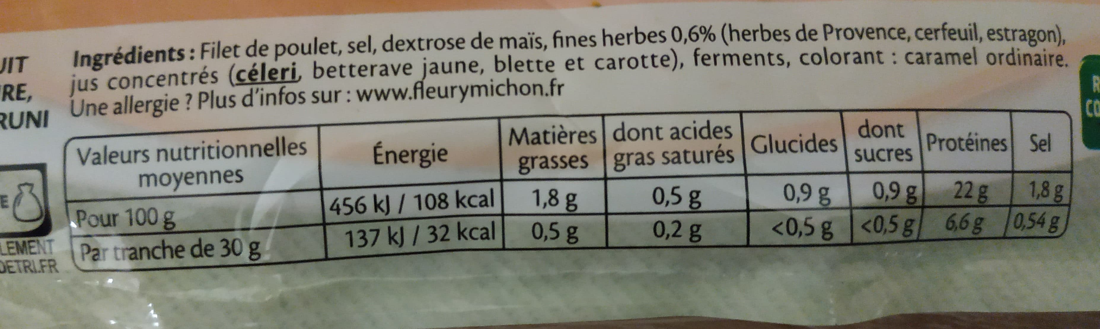 Fleury Michon Blanc de poulet fines herbes Halal - 6 tranches fines packshot