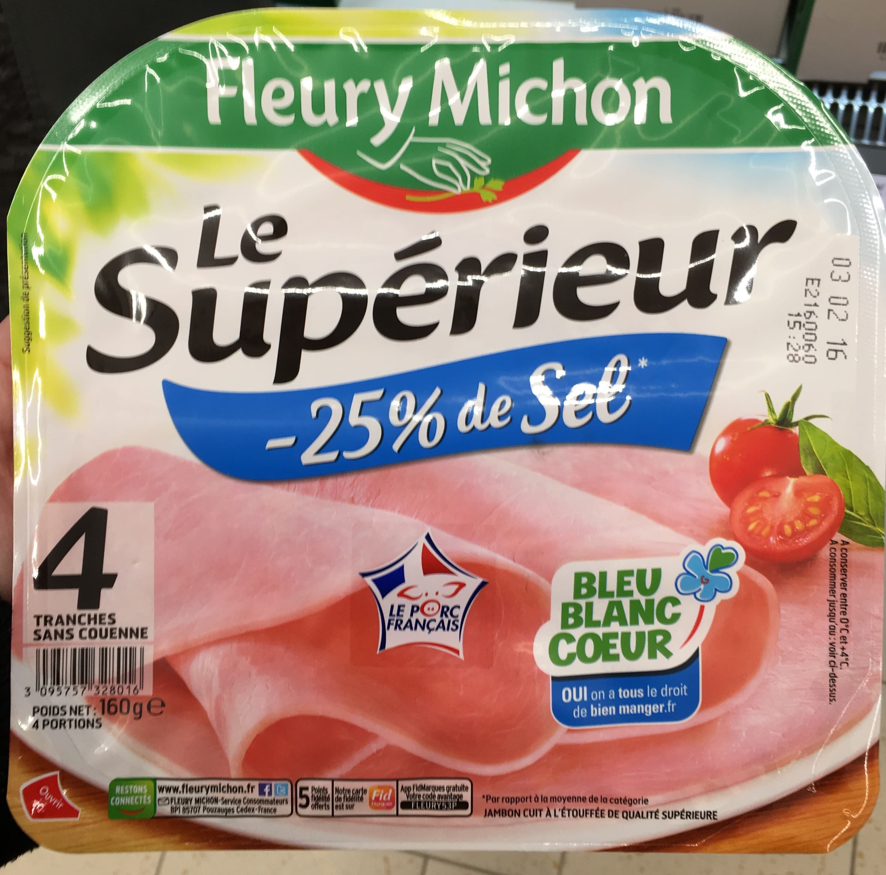 fleury michon Le Supérieur -25% de Sel - Jambon packshot