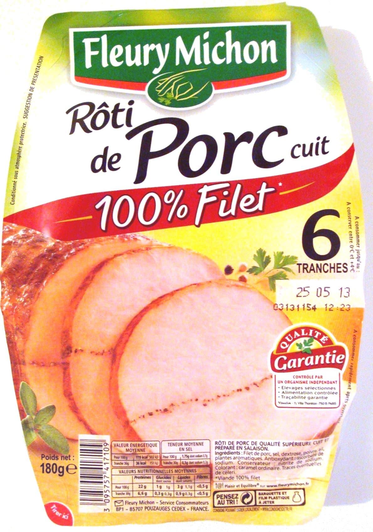Fleury Michon Rôti de Porc cuit 100% Filet packshot