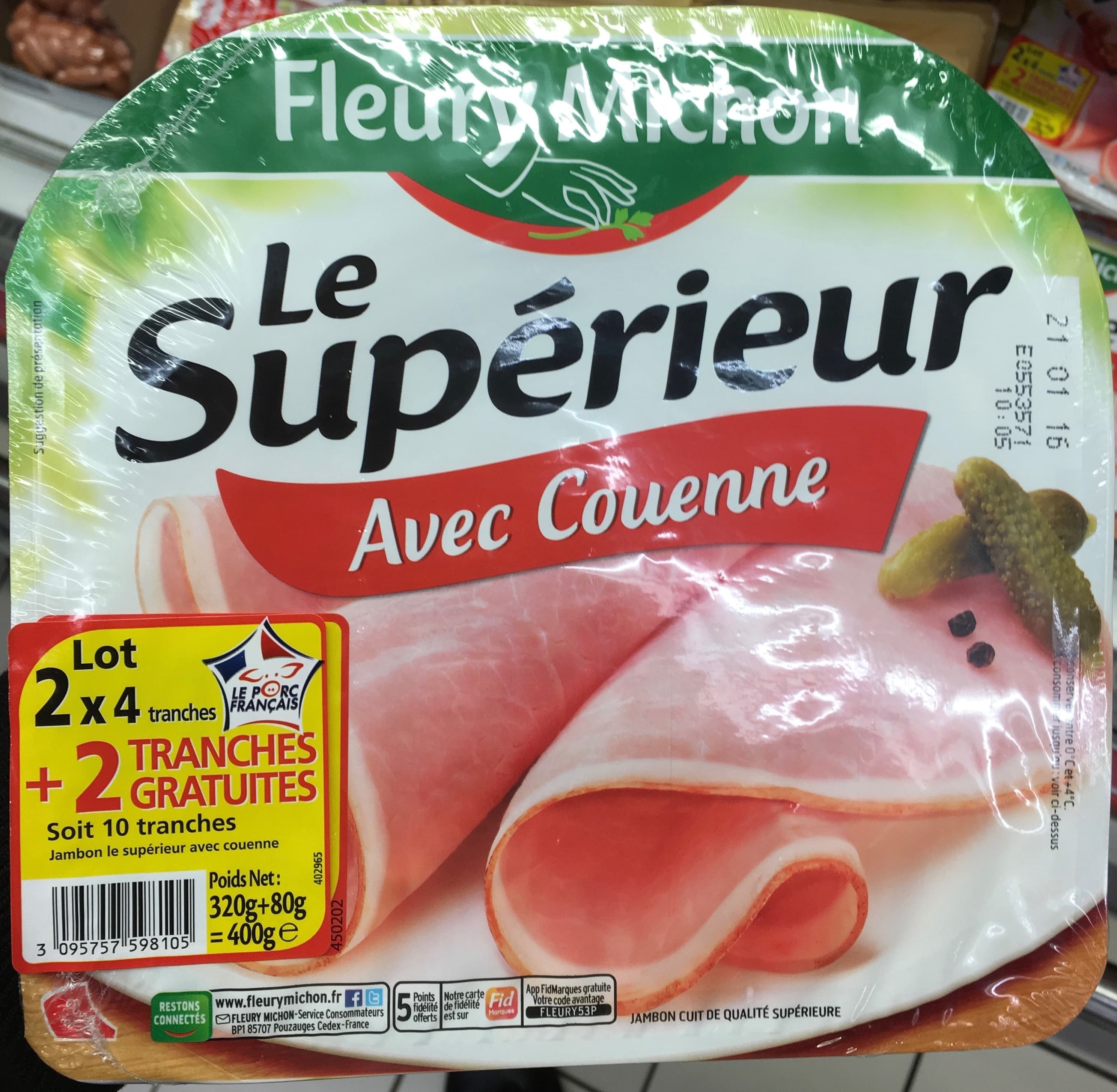 Fleury Michon Le Supérieur avec Couenne (lot 2x4+2 tranches gratuites) packshot