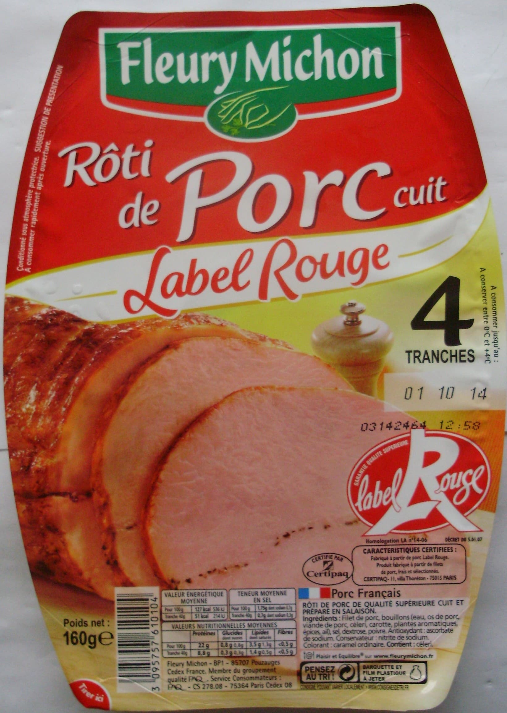 Fleury Michon Rôti de Porc cuit, Label Rouge (4 Tranches) packshot